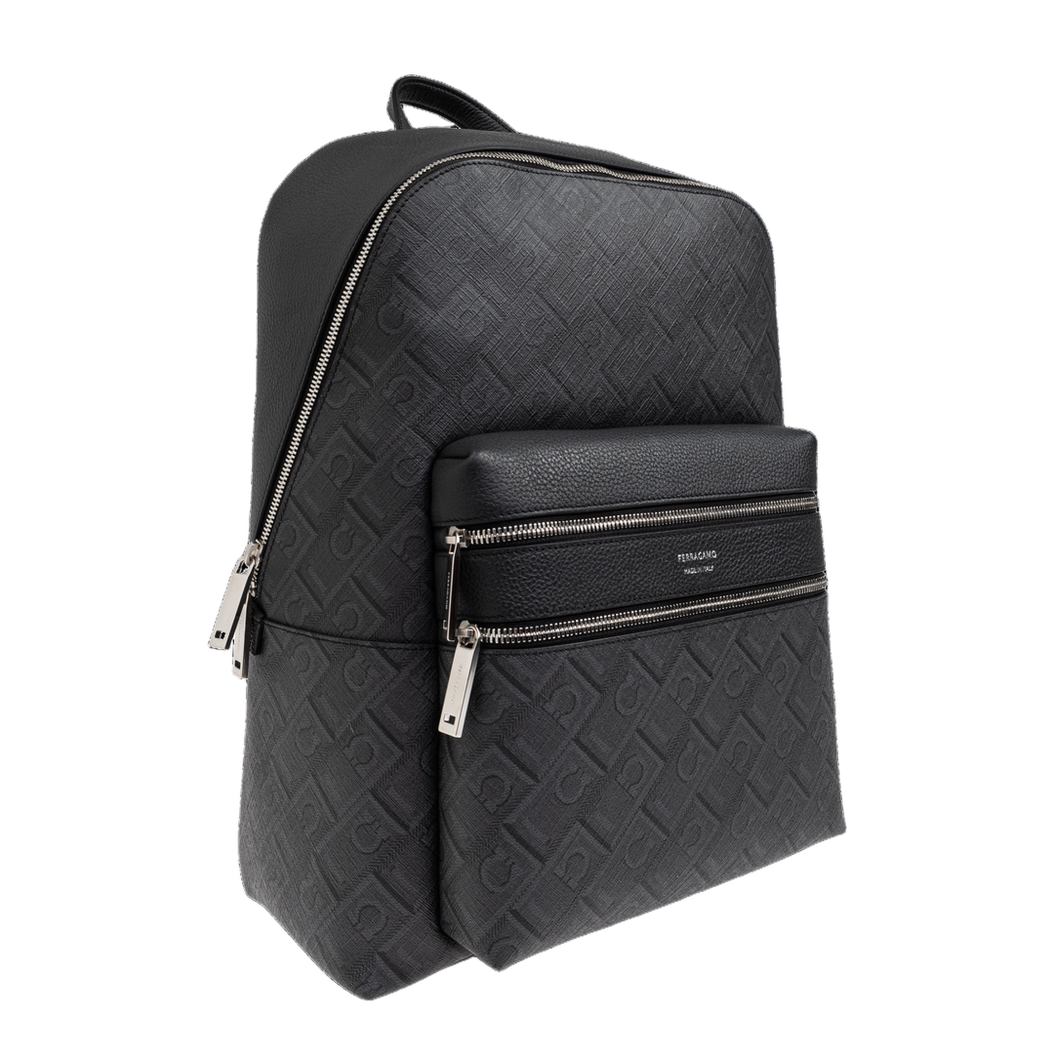 Monogram Polyurethane Backpack - Black/Grey - Image 4