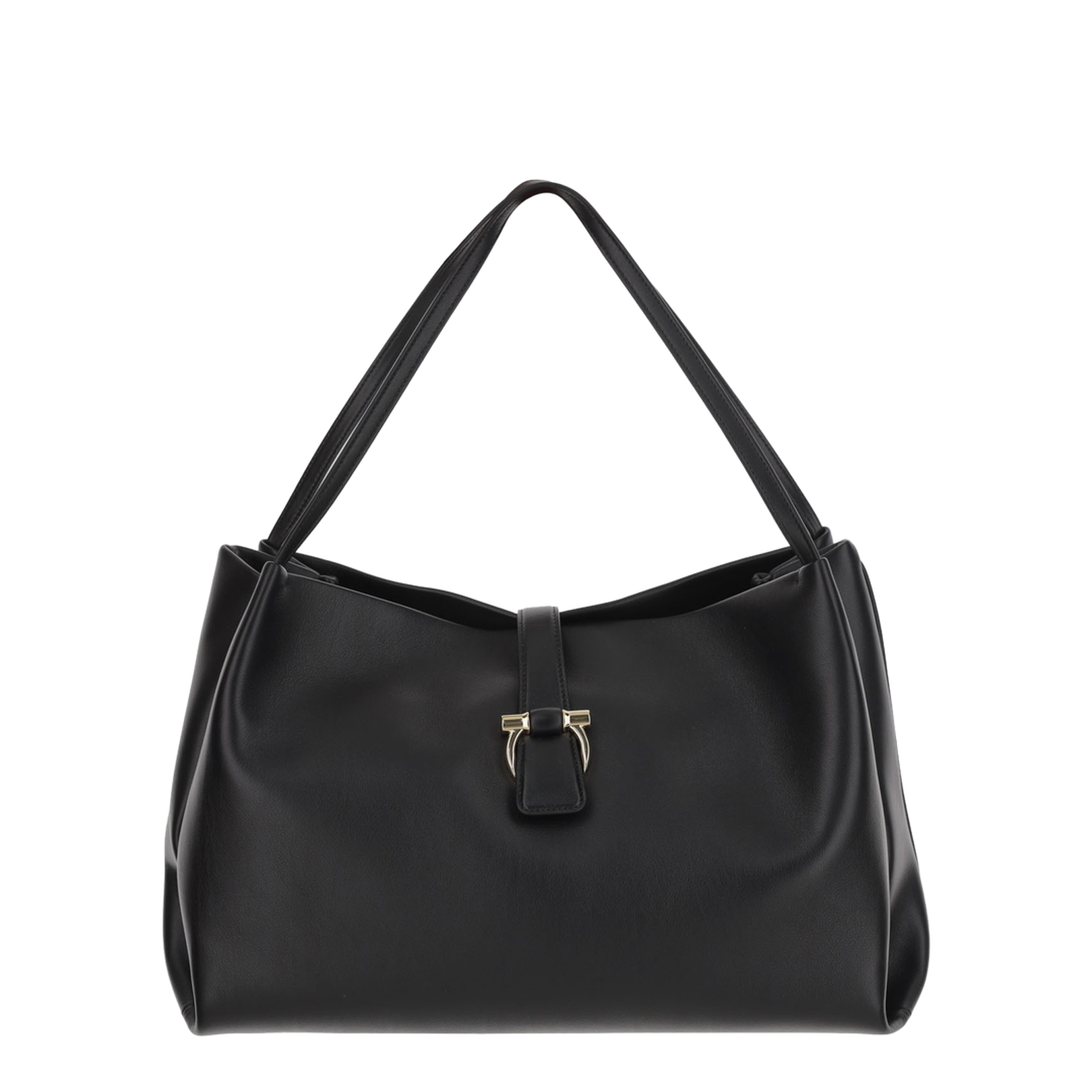 Smooth Black Leather Tote Bag - Image 1