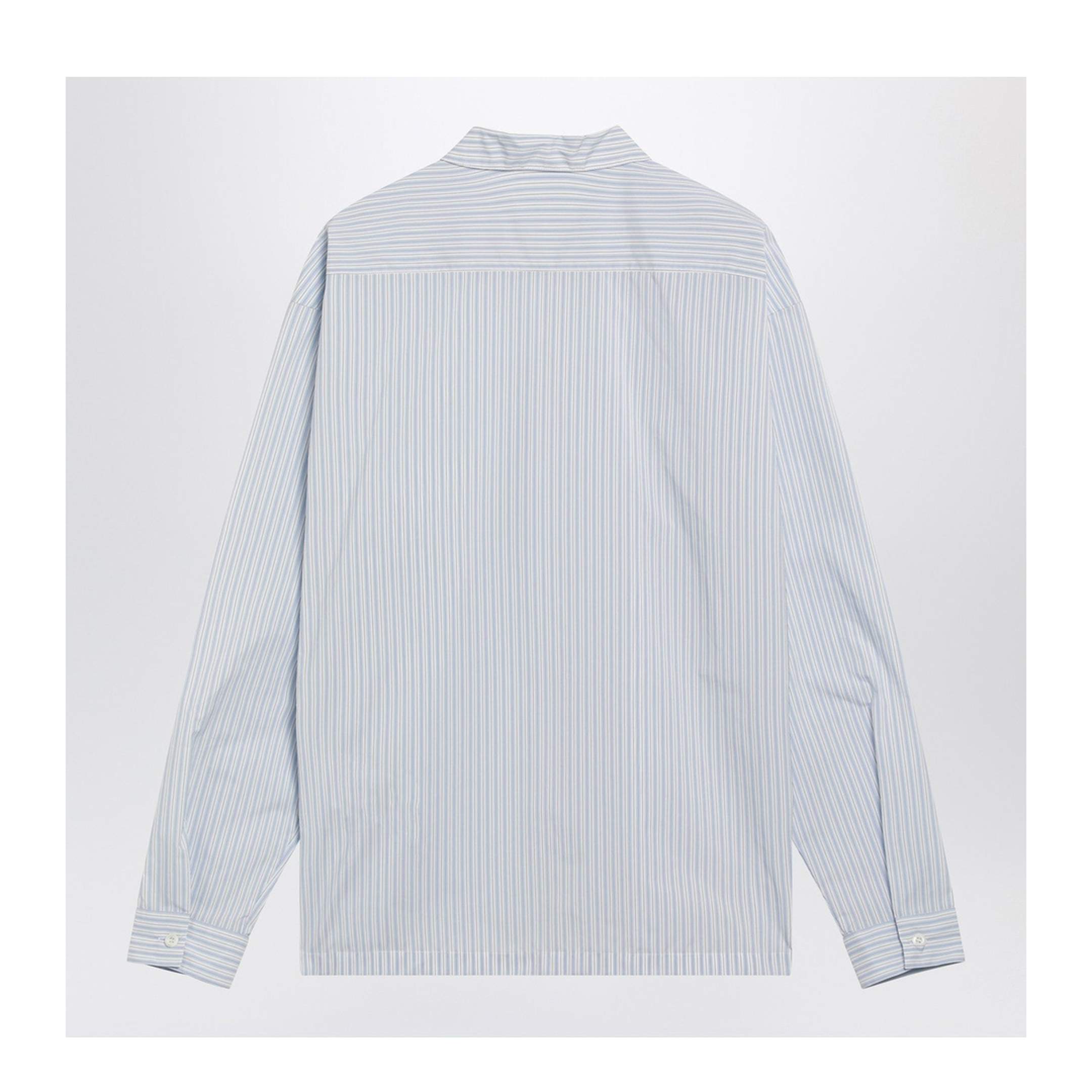 White and light blue striped zip-up shirt - Image 2