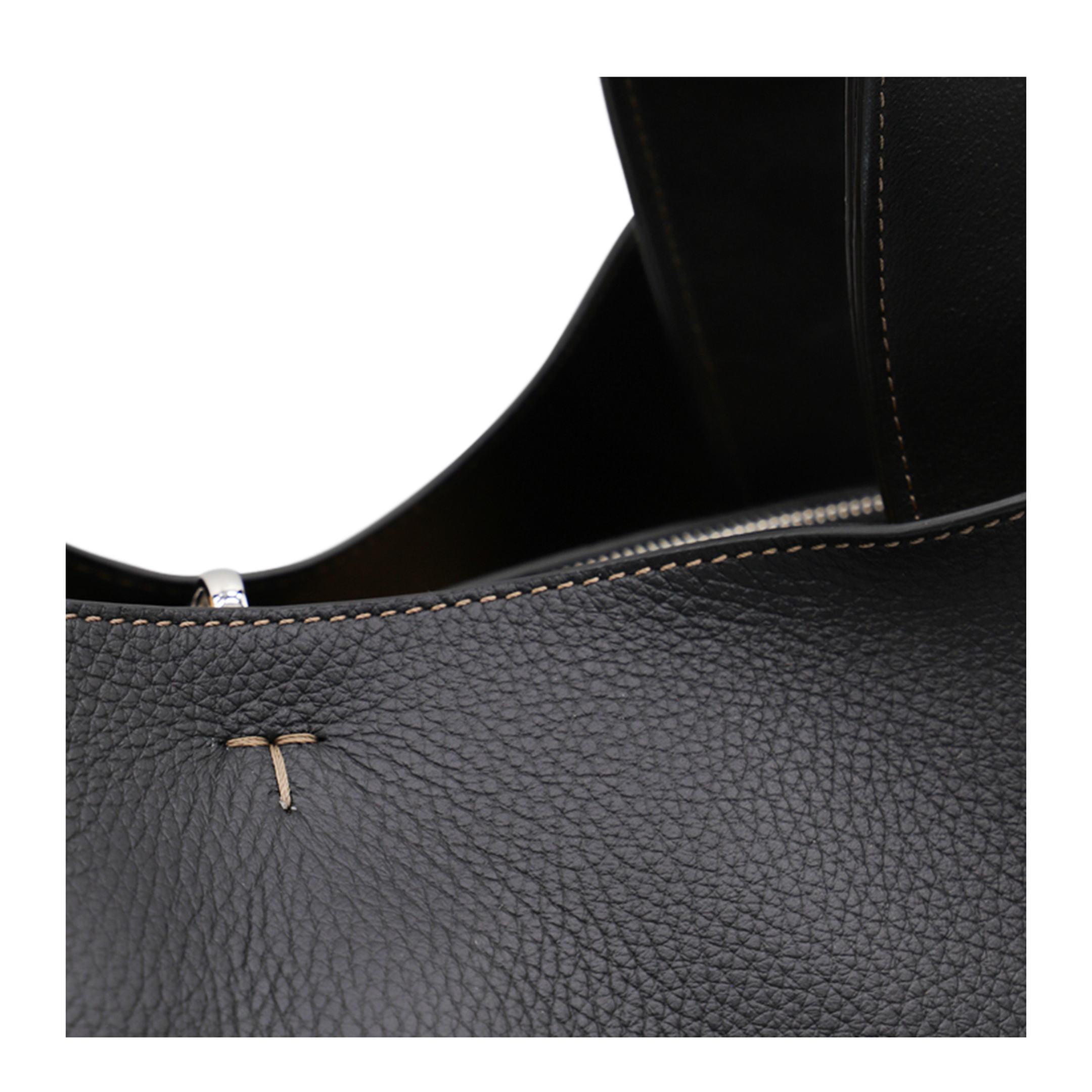 T Timeless Medium Hammered Leather Tote - Black - Image 7