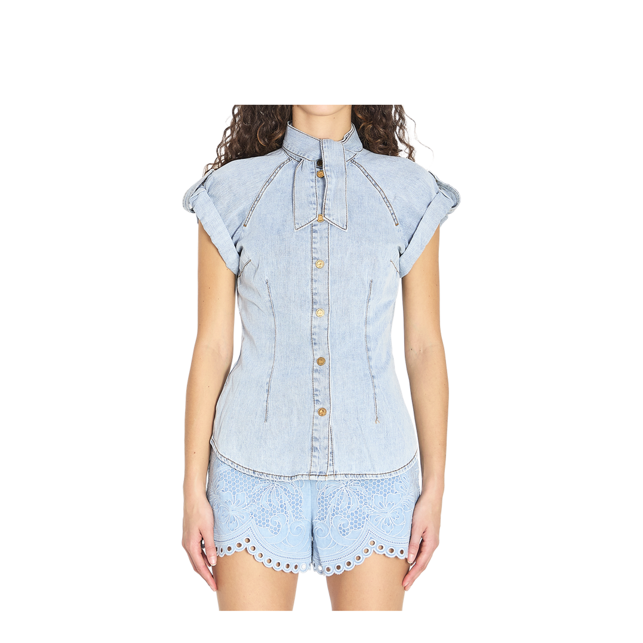 Bow-tie denim top - Image 1