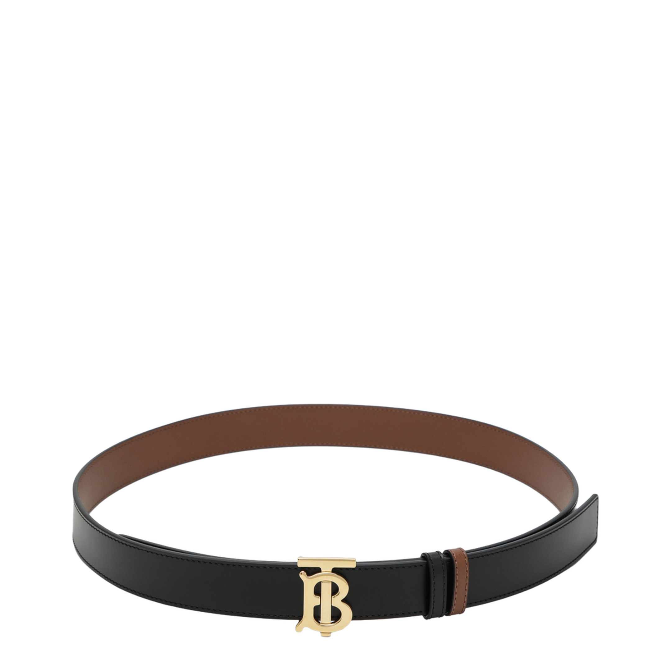 Reversible Tb Leather Belt In Black And Tan - Image 1