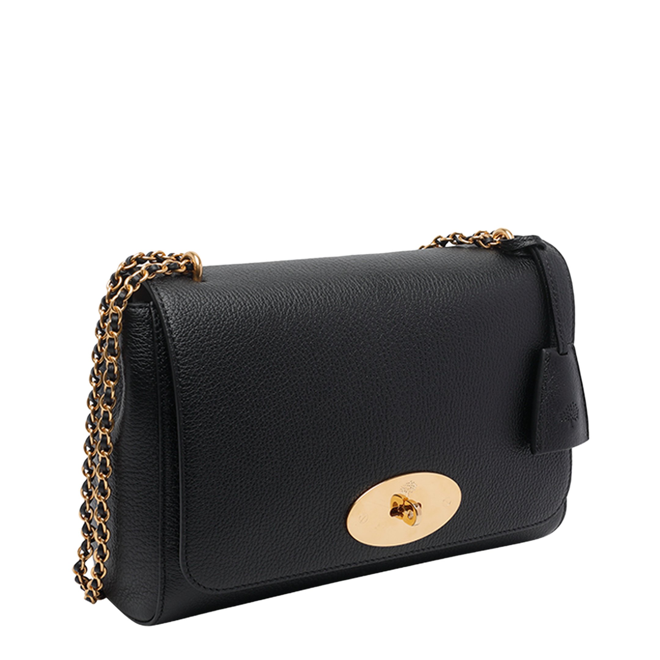 Glossy Chain Leather Crossbody Bag - Black - Image 2
