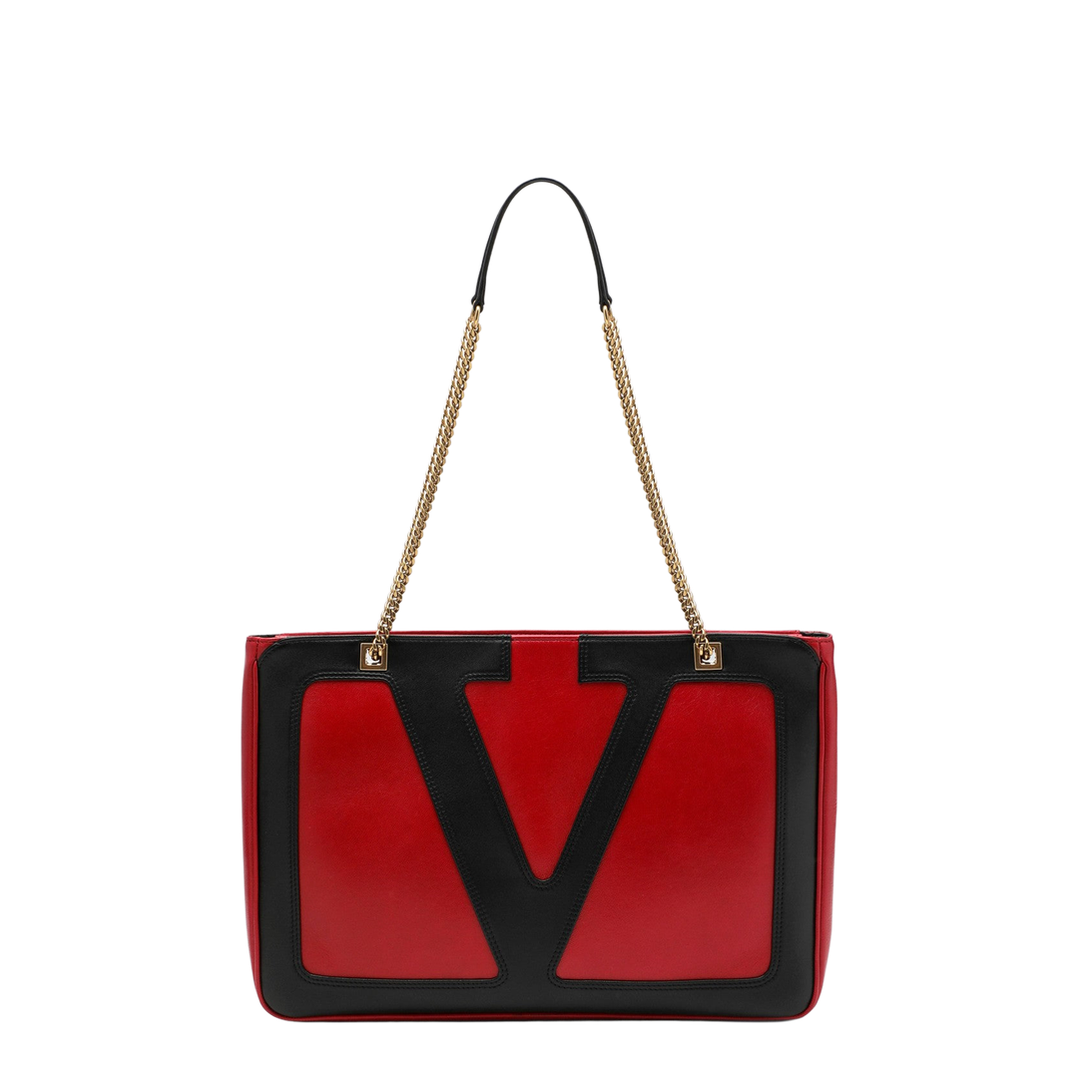 Viva Superstar Medium Nappa Leather Shopping Bag - Red/Black - Image 1