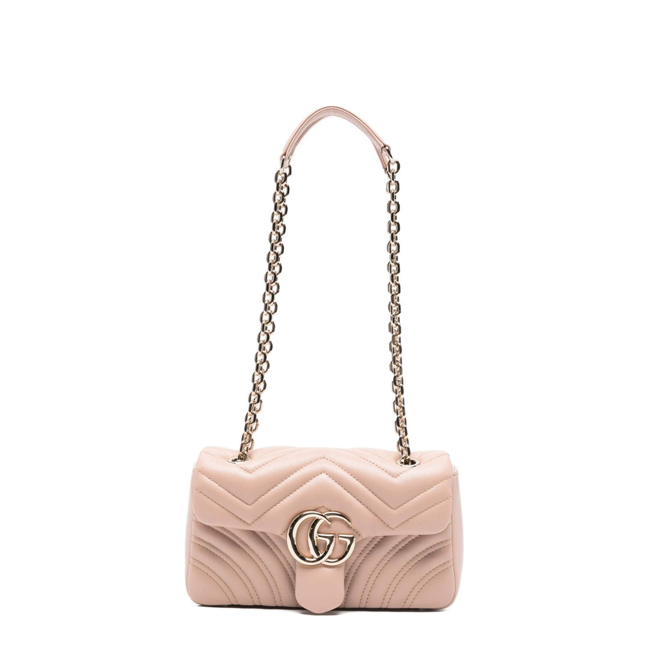 GG Marmont Small Chevron Quilted Nappa Leather Shoulder Bag - Pink Beige - Image 1