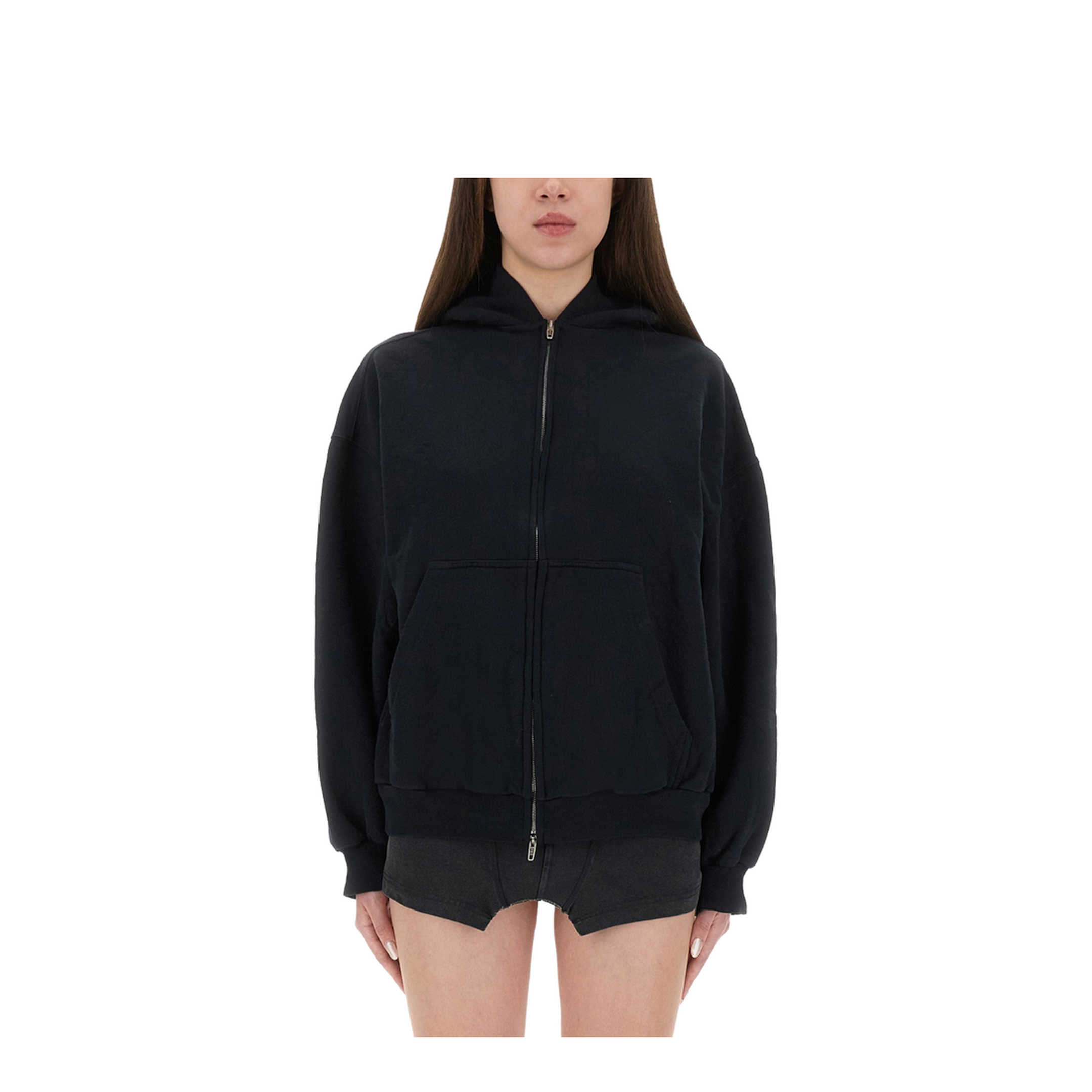 Flipped Uni Zip-up Hoodie Regular Fit in Black Faded - Image 1