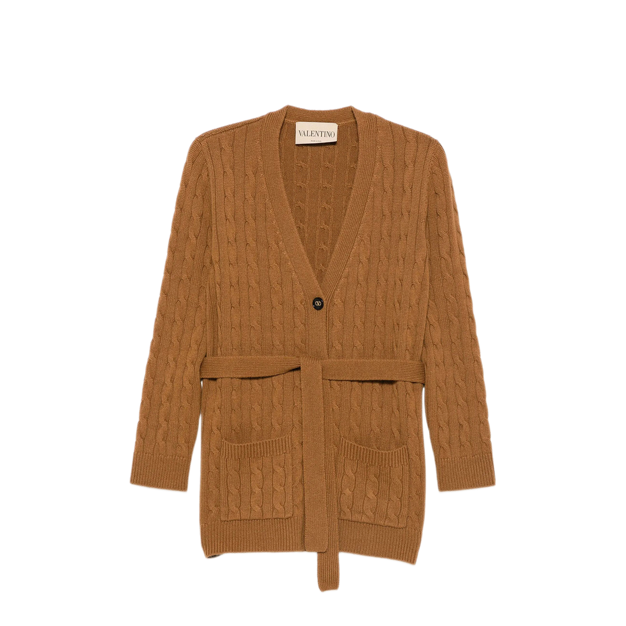 Cable-Knit Belted Cashmere Cardigan - Image 1