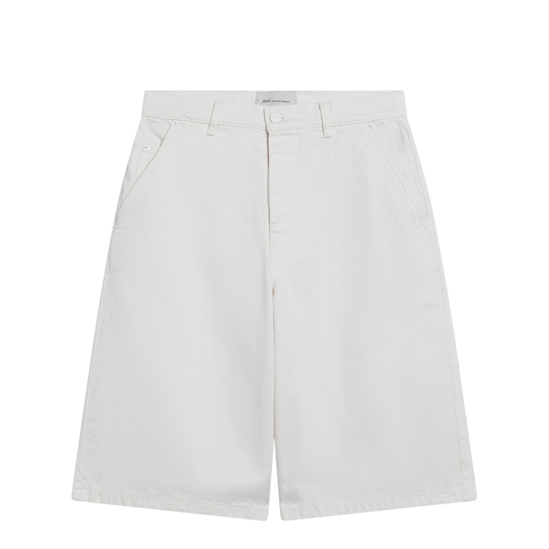 Wide-fit cotton twill bermuda shorts in white - Image 1