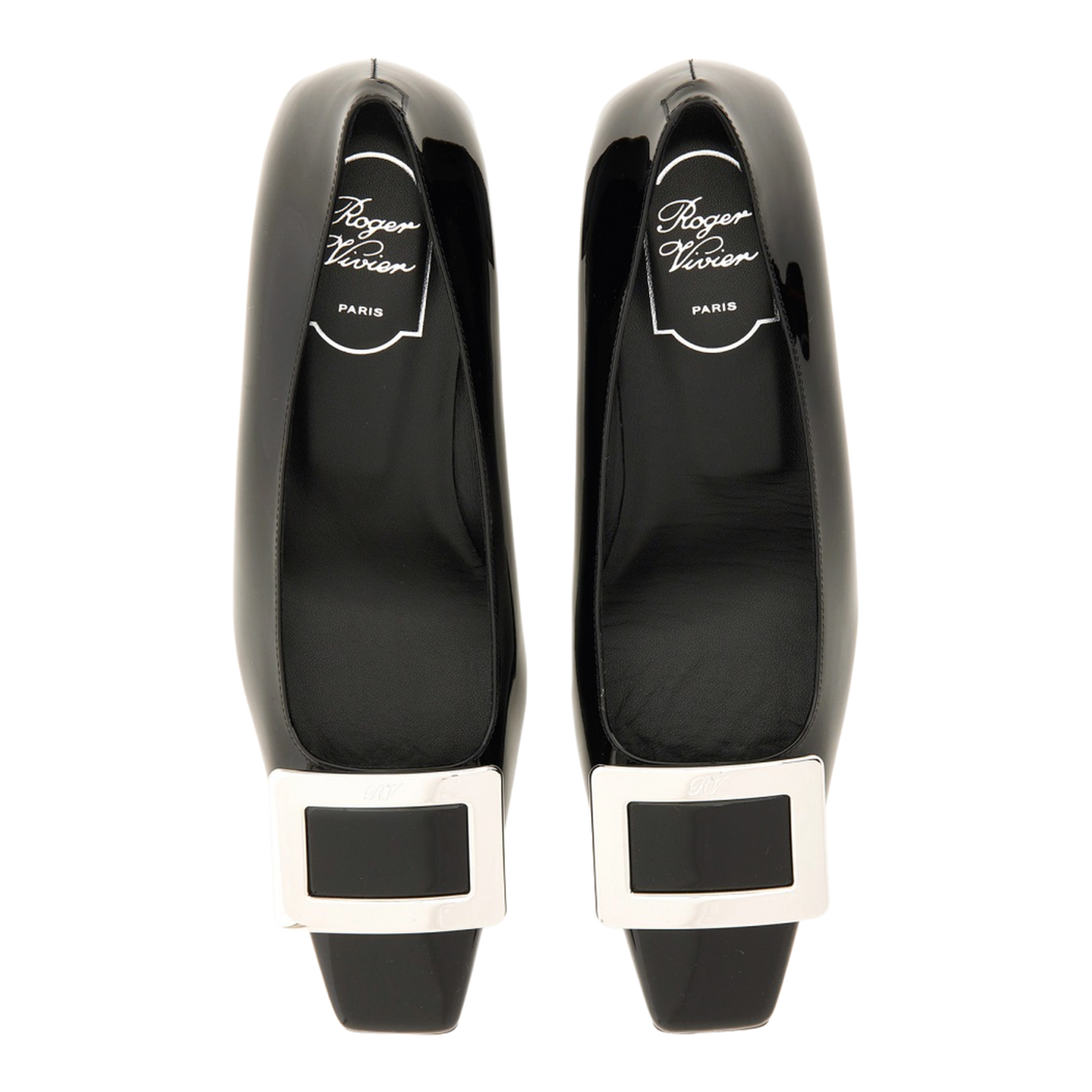 black calfskin pumps with buckle and wide heel - Image 5