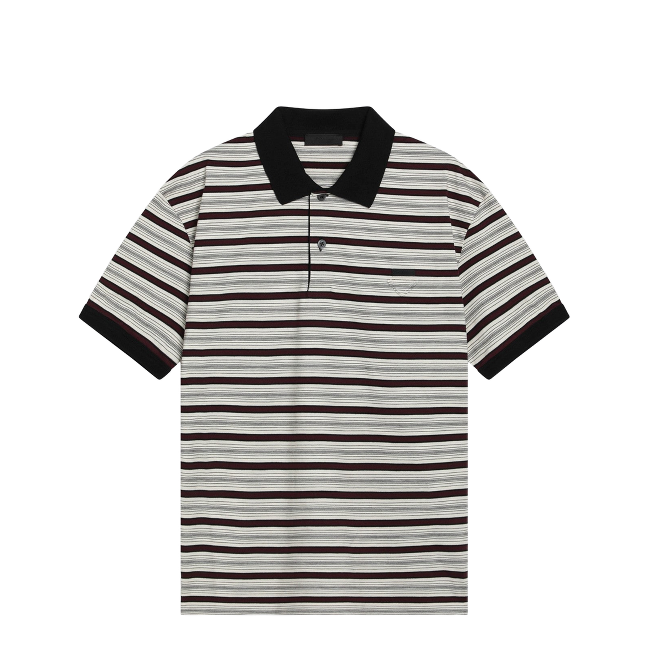 Ivory Garnet Striped Cotton Polo Shirt - Image 1