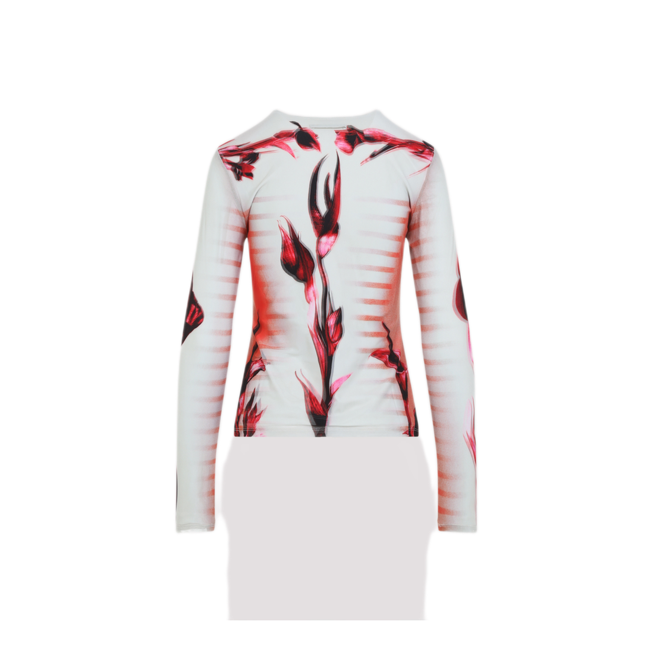Layered Long Sleeves Top Printed Flower Body Morphing Mariniere - Image 4