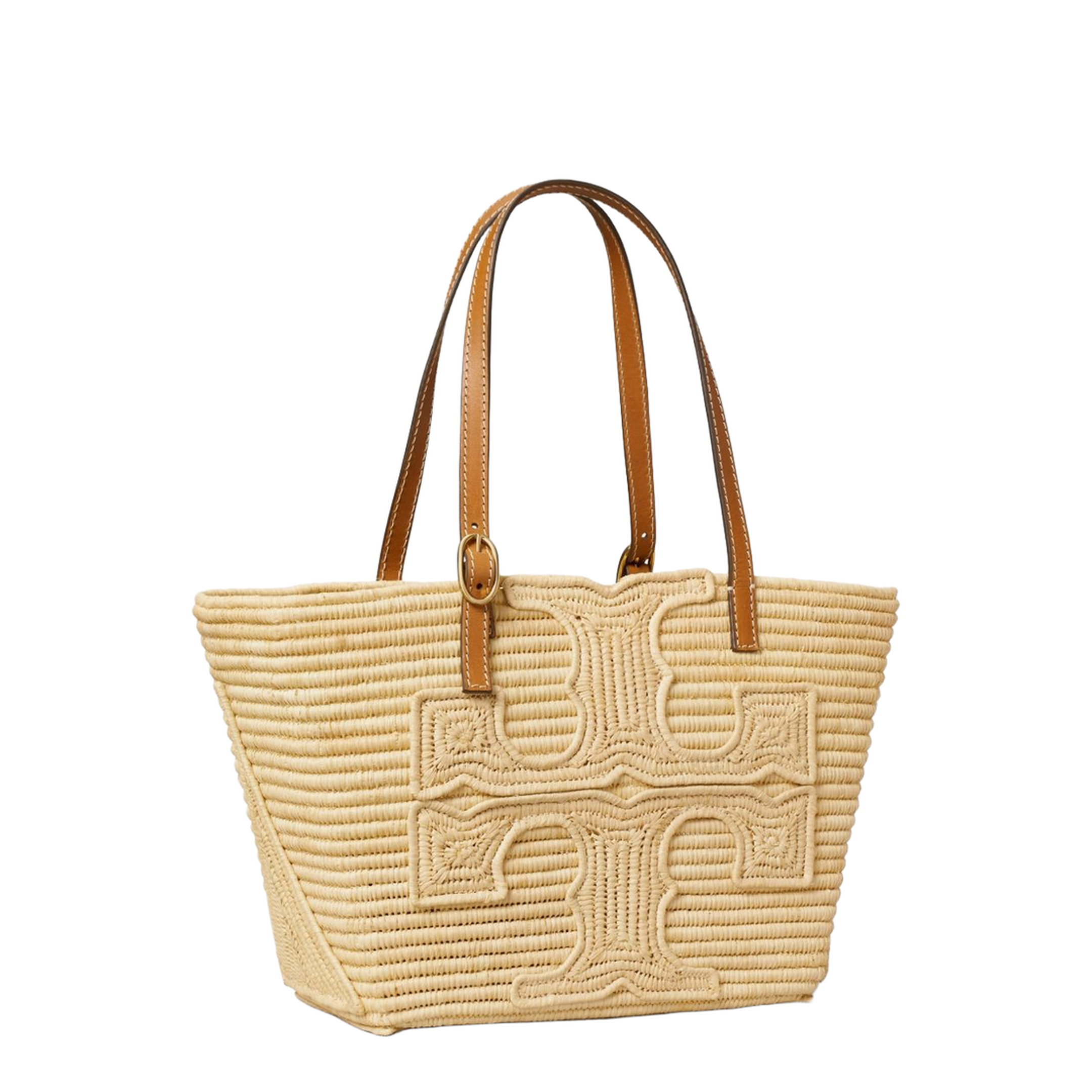 T Monogram Woven Tote Jacquard Raffia - Natural - Image 2
