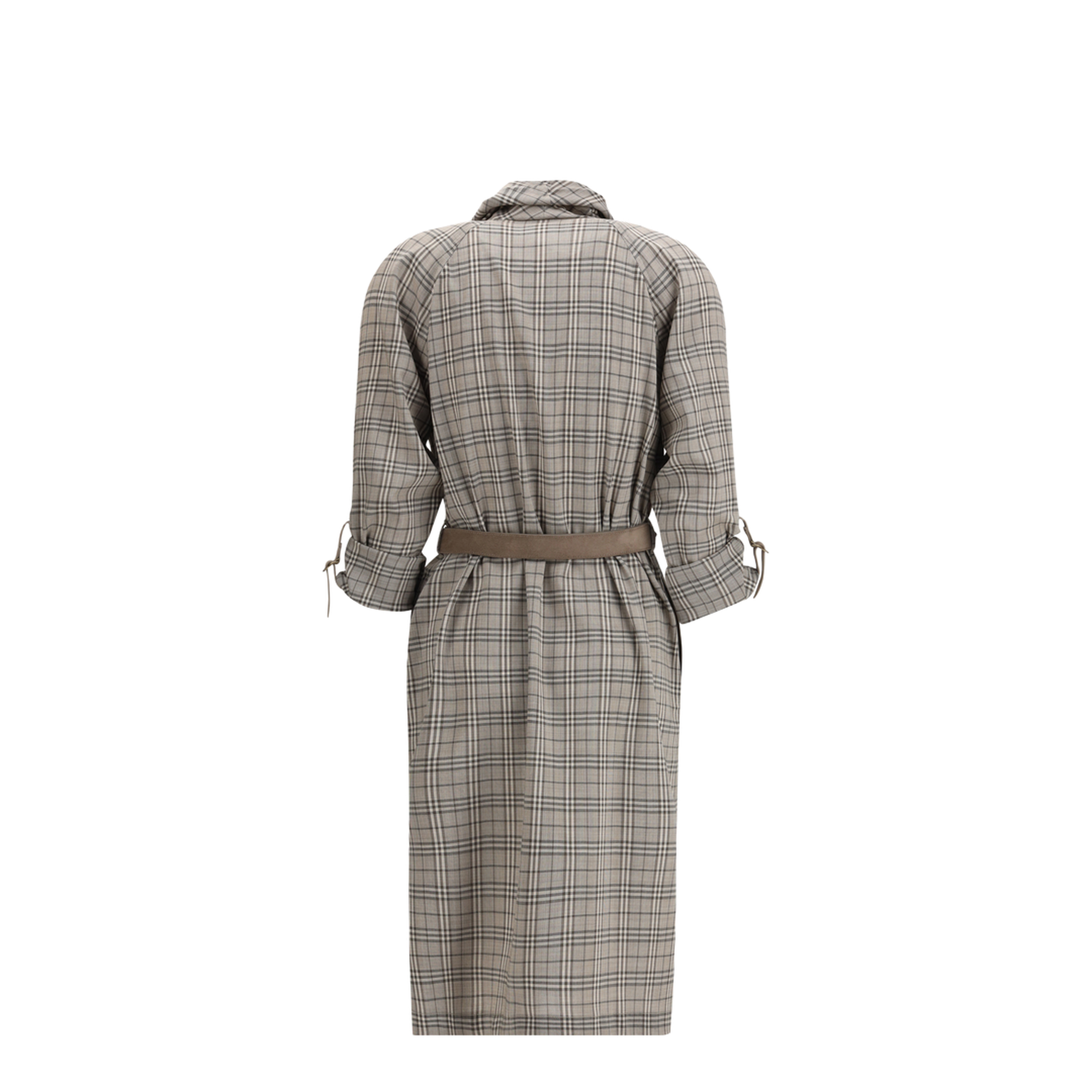 Wool Check Dress with a Shawl Collar - Image 2