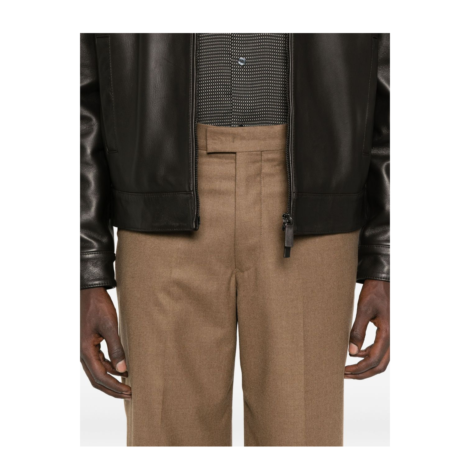 Brown Front Slash-Pockets Trousers - Image 5