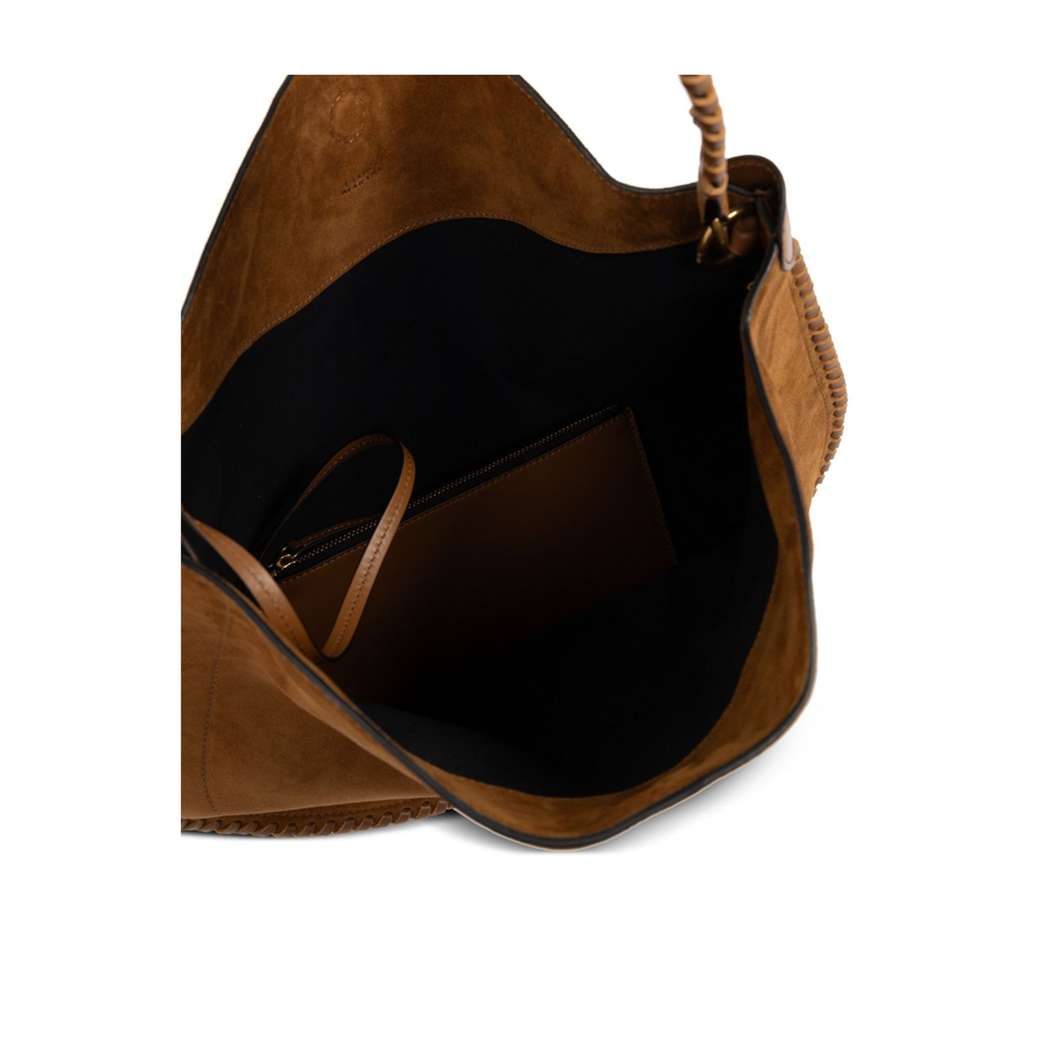 Suede Calfskin Hobo Soft Bag - Cognac - Image 5