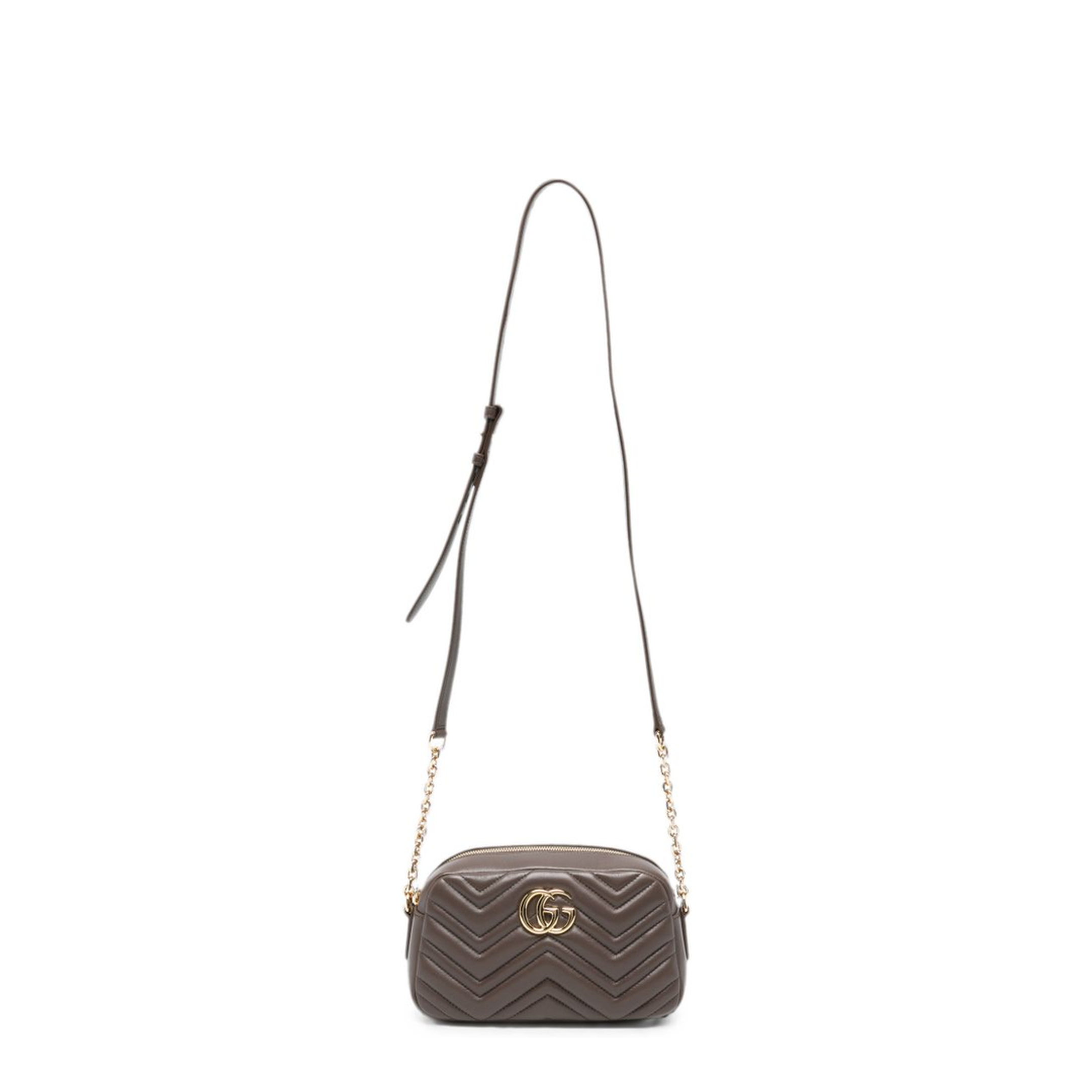 GG Marmont Small Matelassé Chevron Nappa Leather Crossbody Bag - Dark Taupe - Image 1