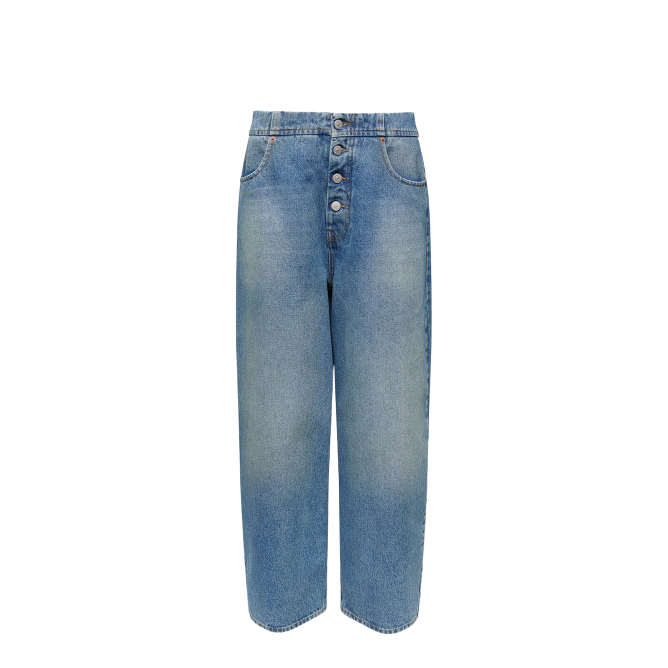 Straight Leg Cotton Denim Jeans - Image 1