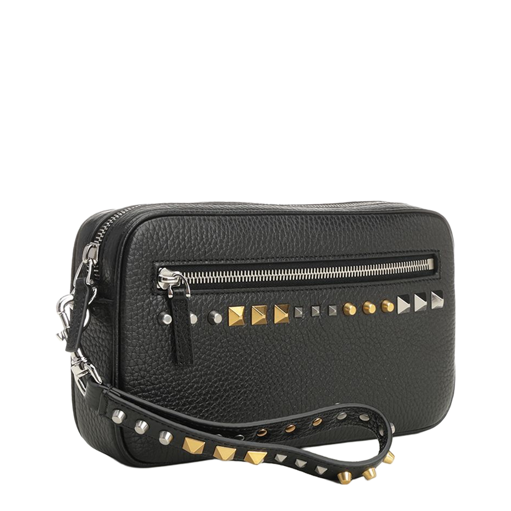 Rockstud Grained Leather Clutch - Black - Image 2