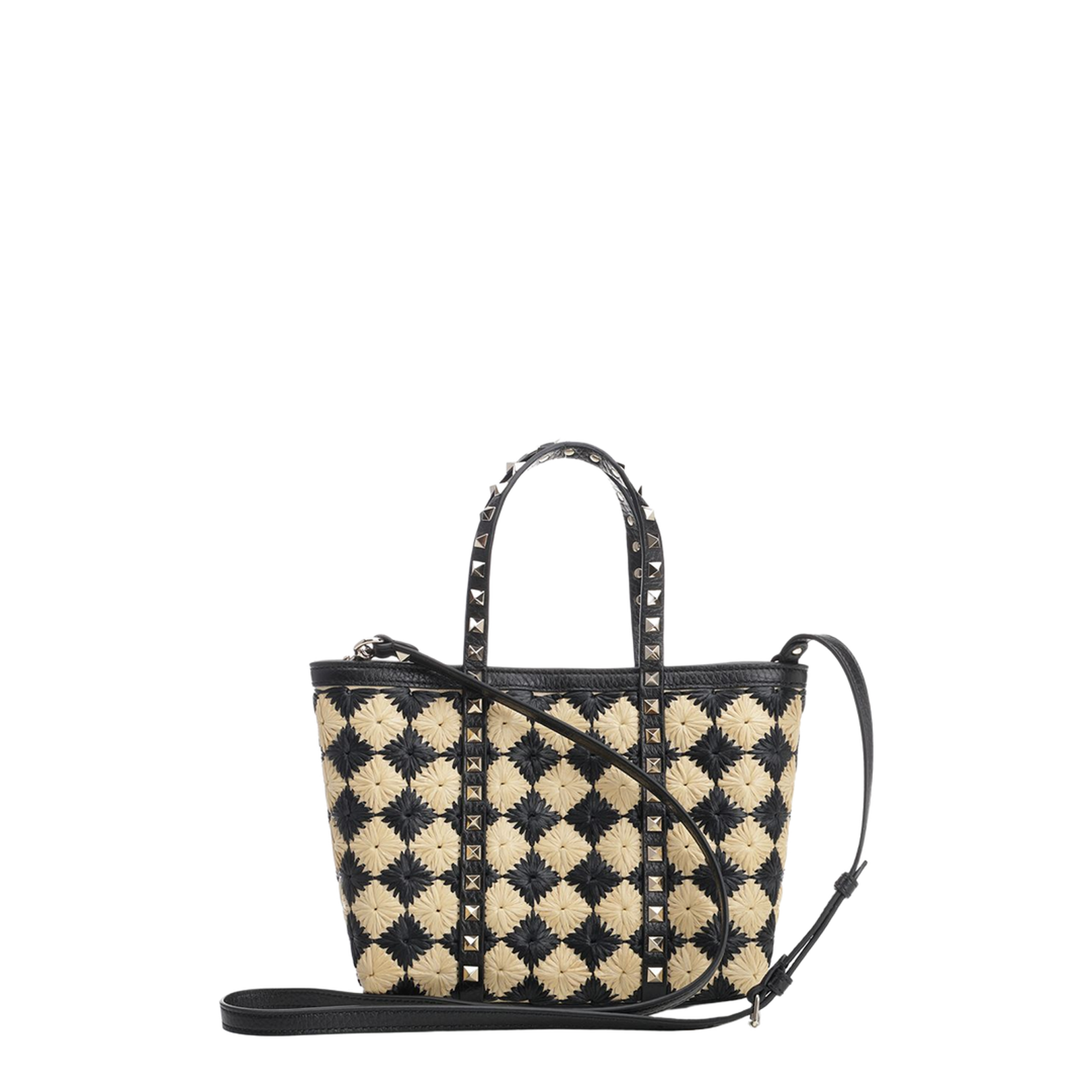 Embroidered Raffia Mini Rockstud Handbag - Image 4