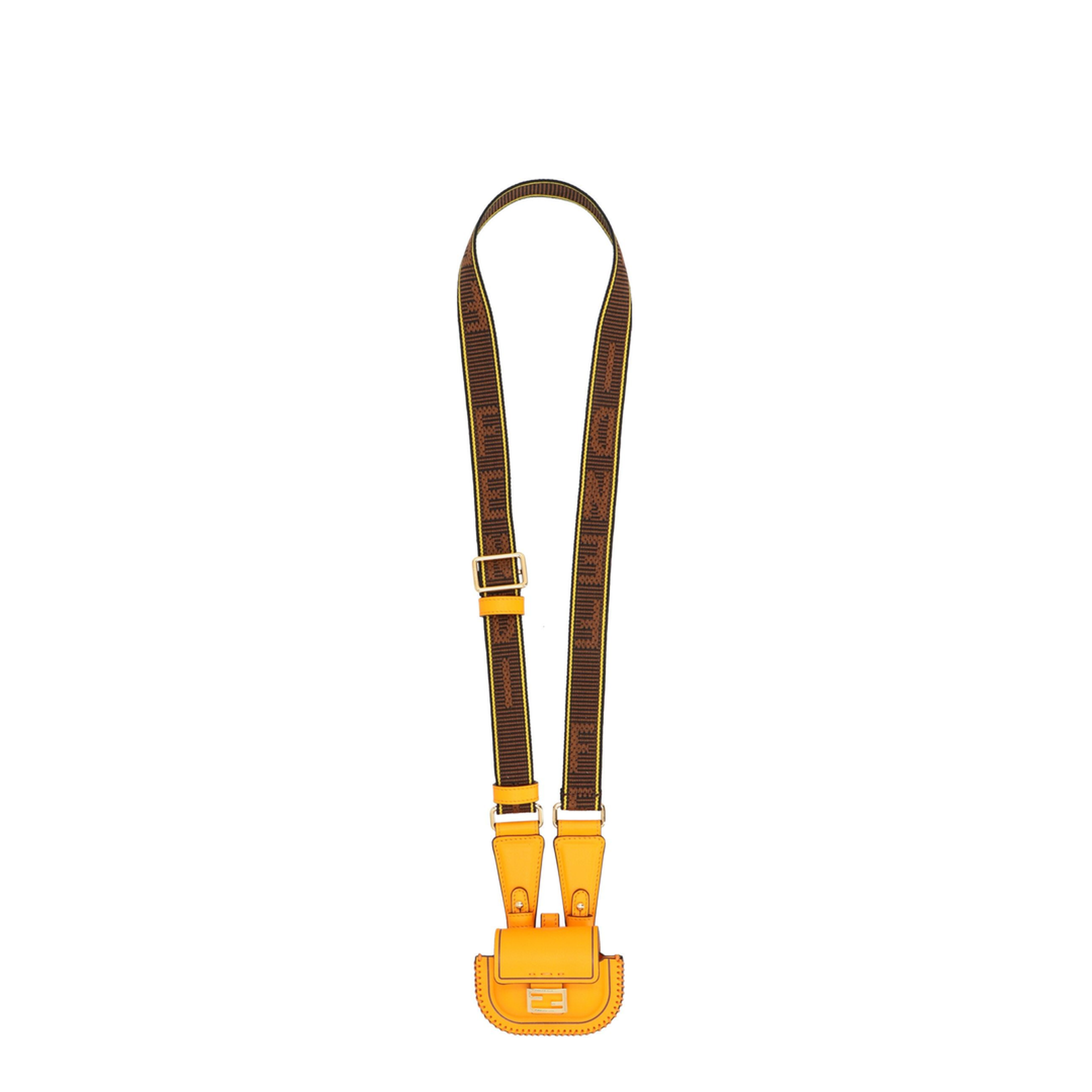 Jacquard Flat Pouch Medium Fabric Brown - Image 1