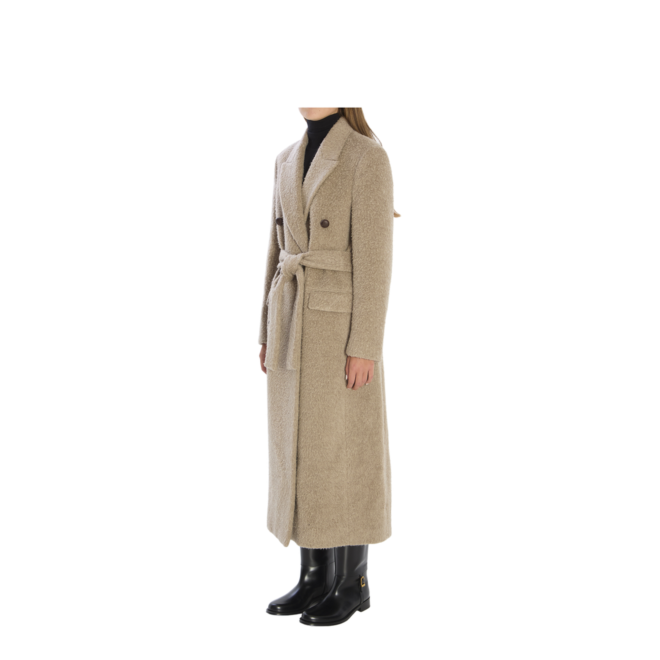Greige Double-Breasted Coat - Image 2