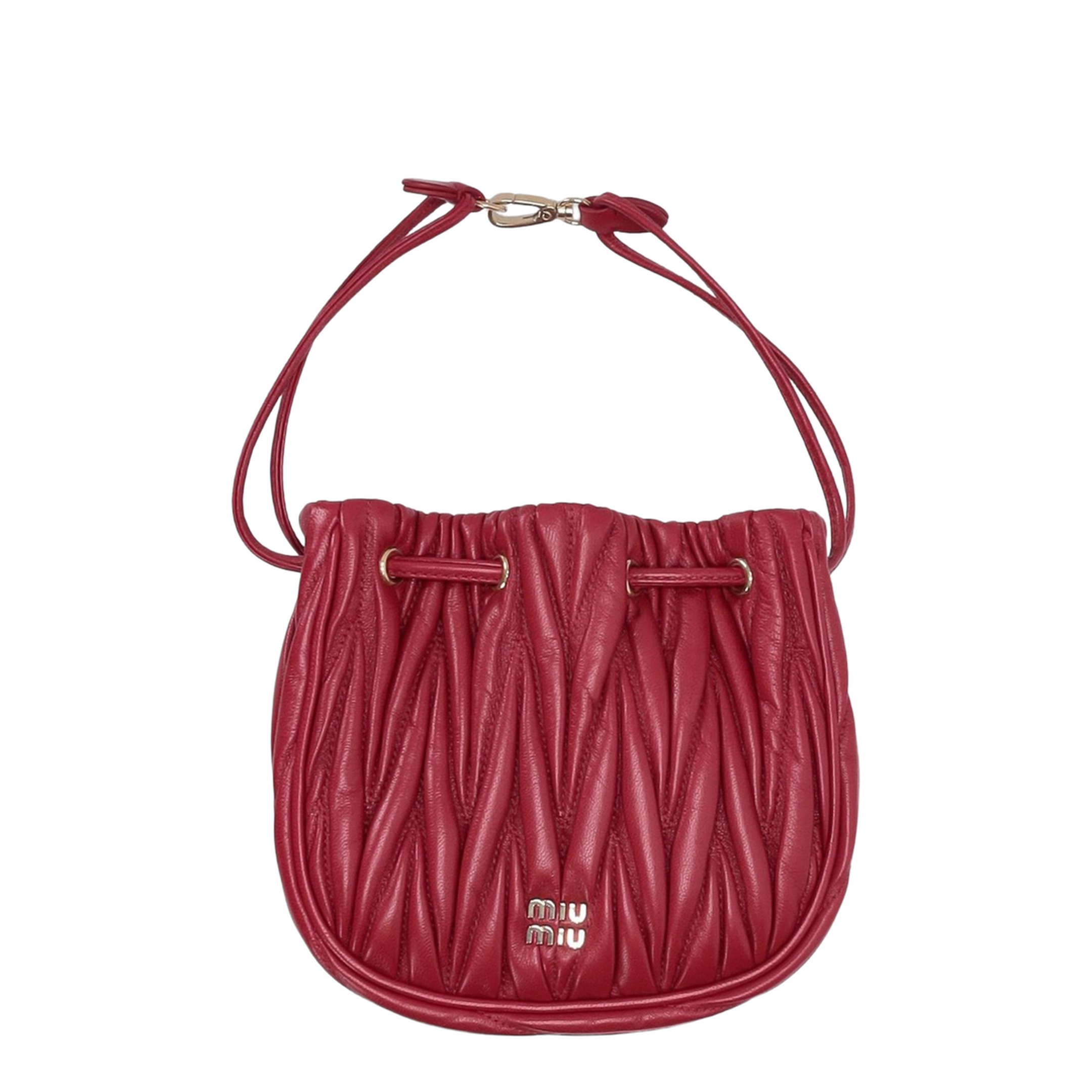 Matelassé Nappa Leather Pouch - Rosso - Image 1