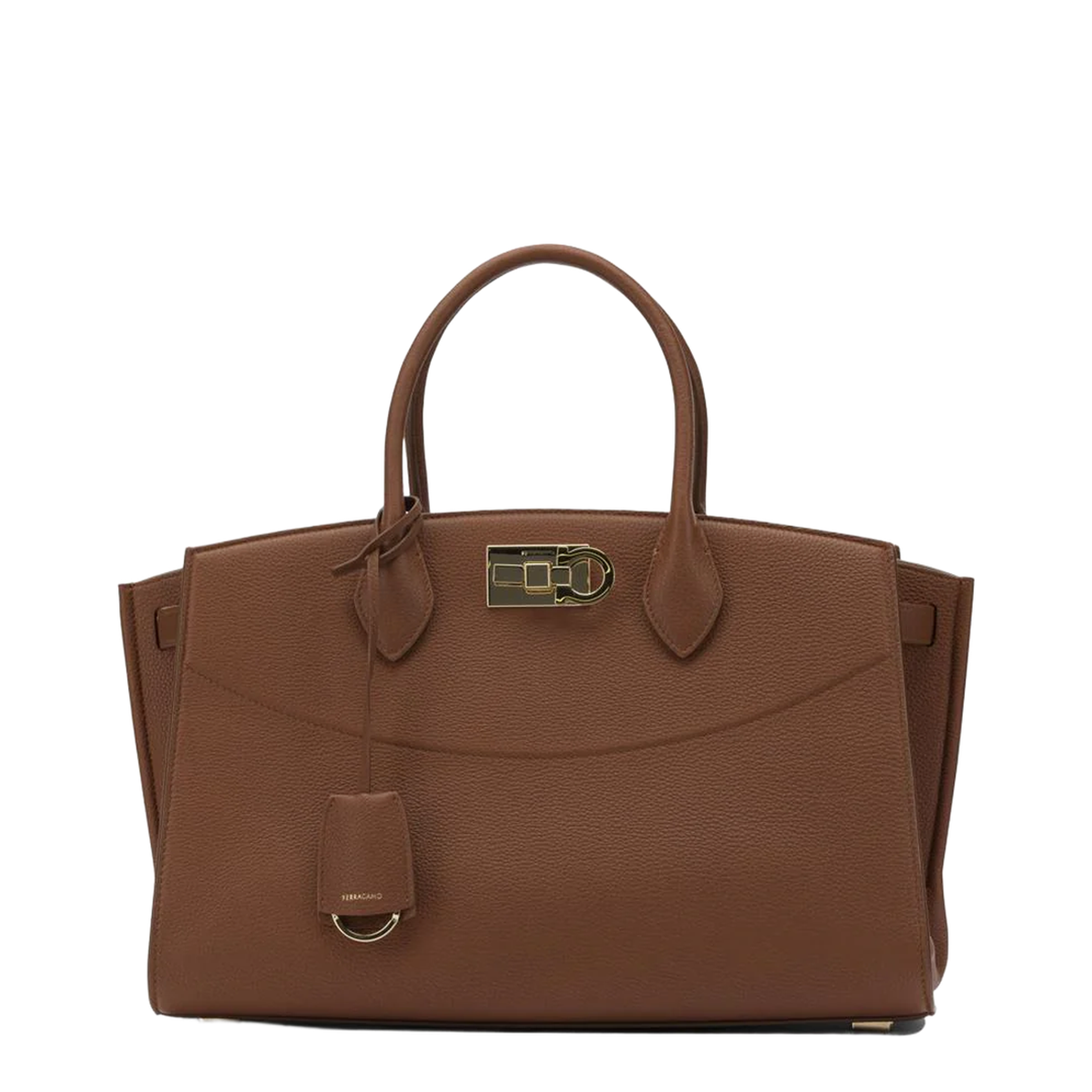 Studio Soft Large Calfskin Top-Handle Bag - New Cognac - Image 1