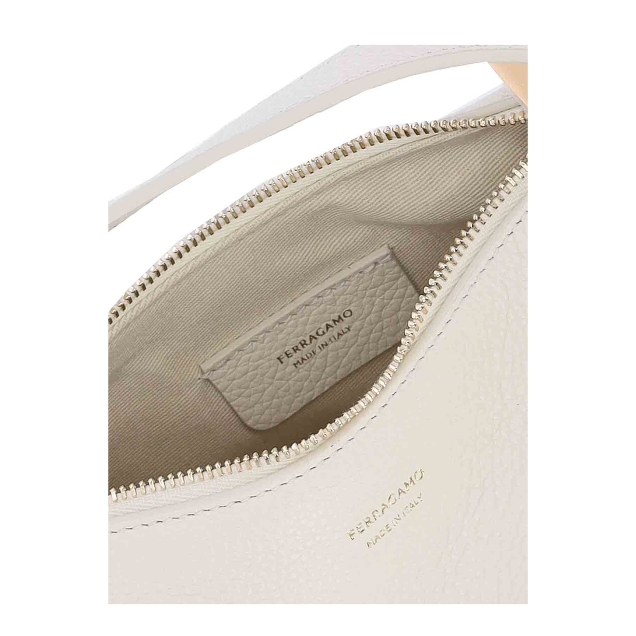 North-South Mini Calf Leather Hobo Bag - Off-White - Image 4