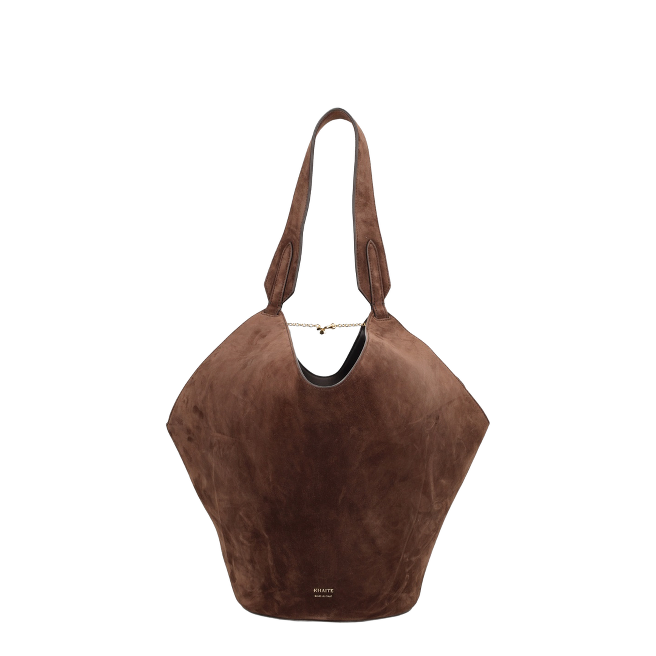 Lotus Small Suede Tote - Dark Brown - Image 1
