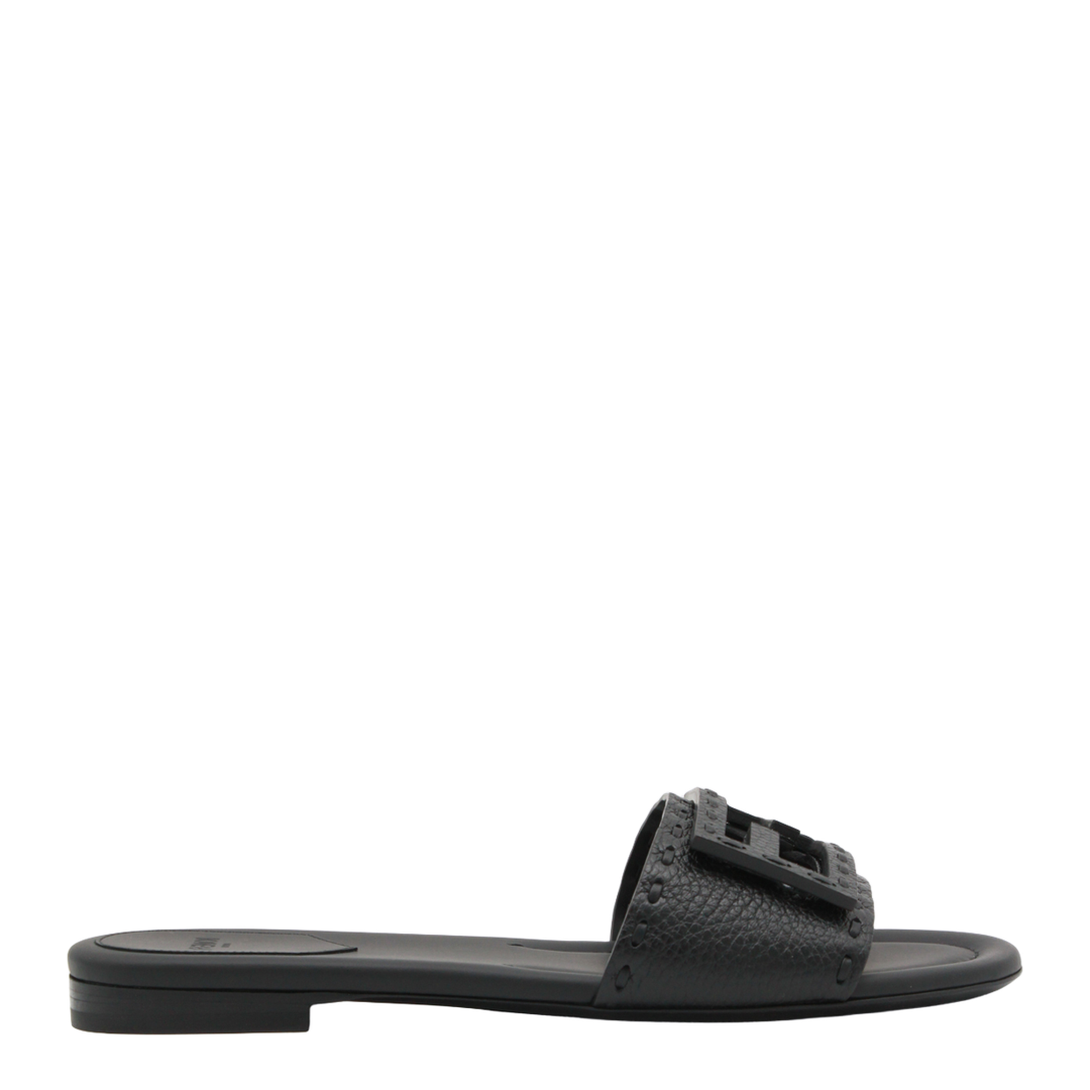 Black Leather Baguette Slides - Image 2