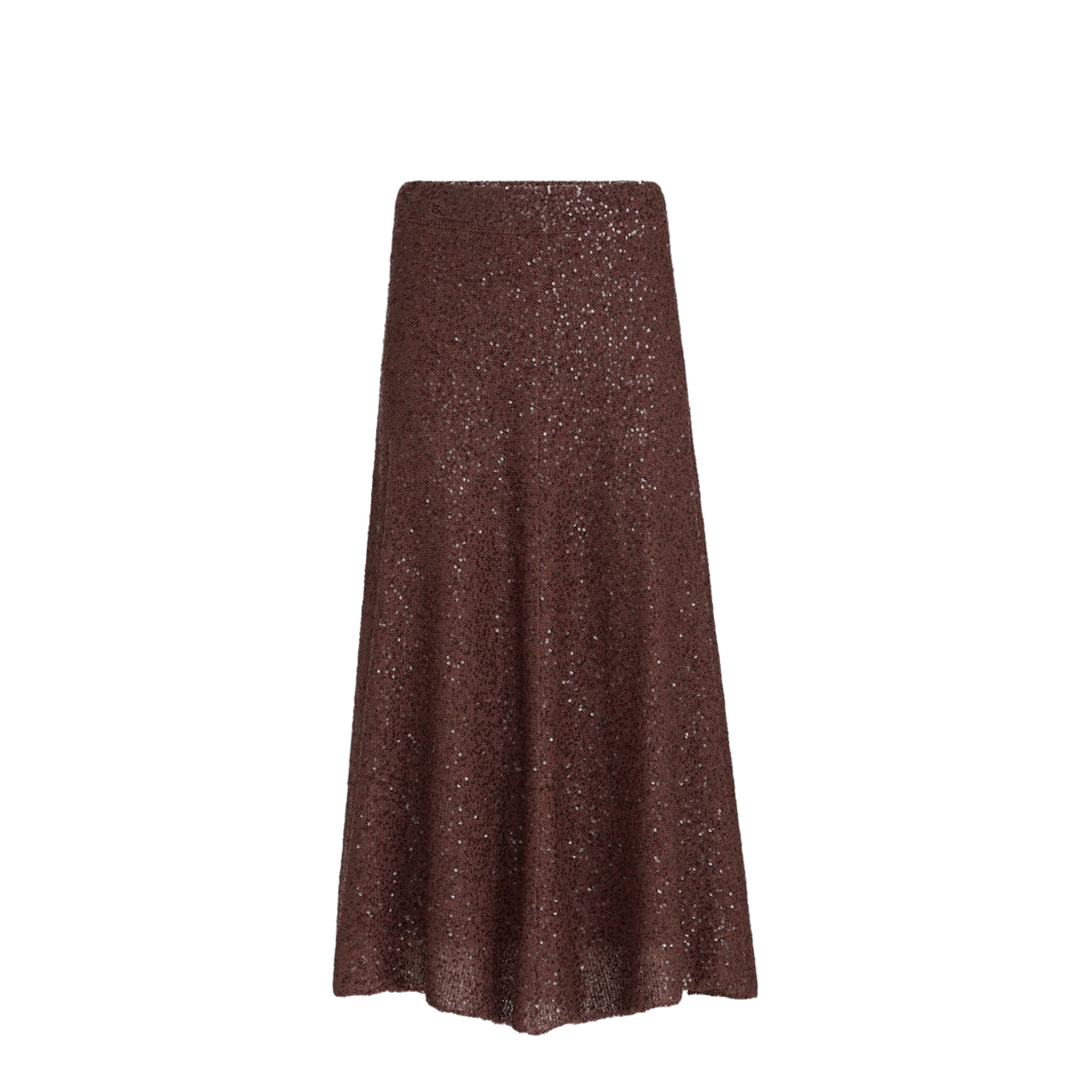 Mid Length A Line Skirt - Brown - Image 1