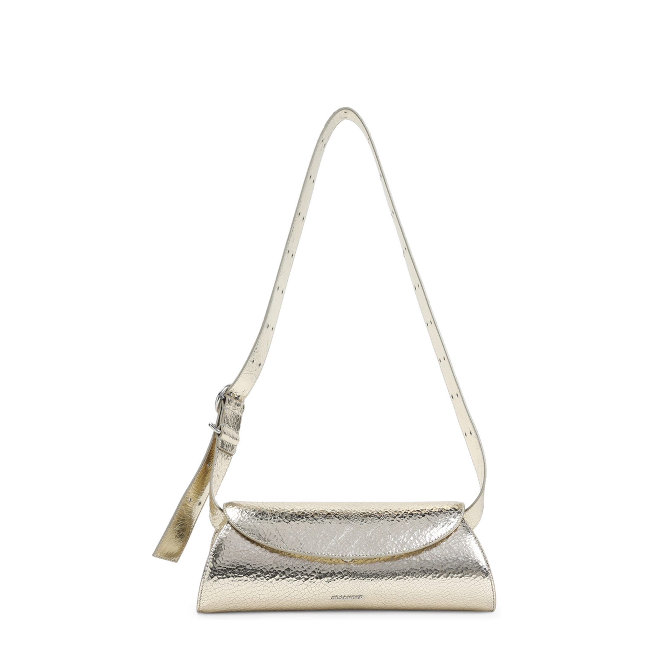 Cannolo Small Crackled Laminated Leather Handbag - Platino - Image 2