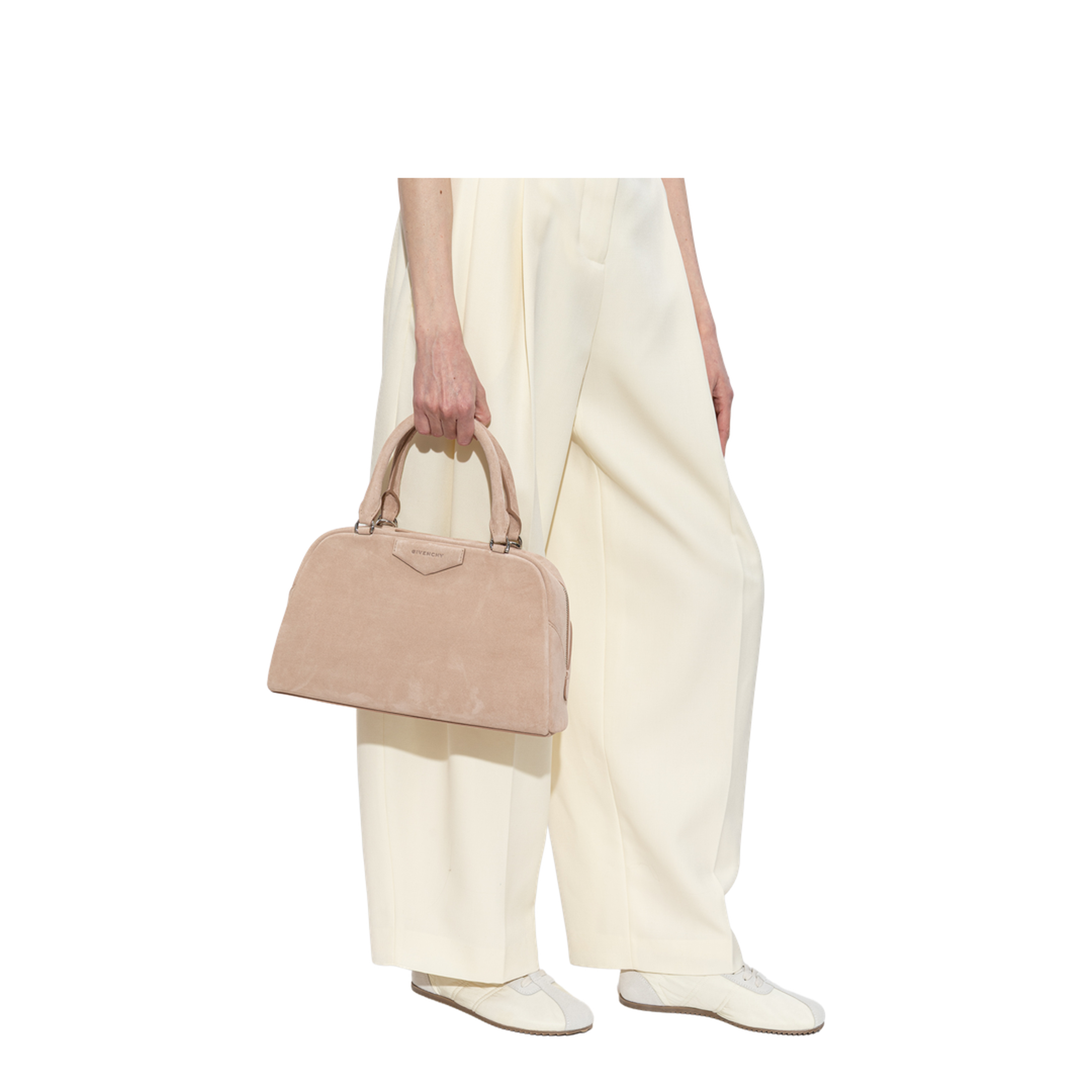 Antigona East-West Suede Bowling Bag - Beige Pink - Image 2