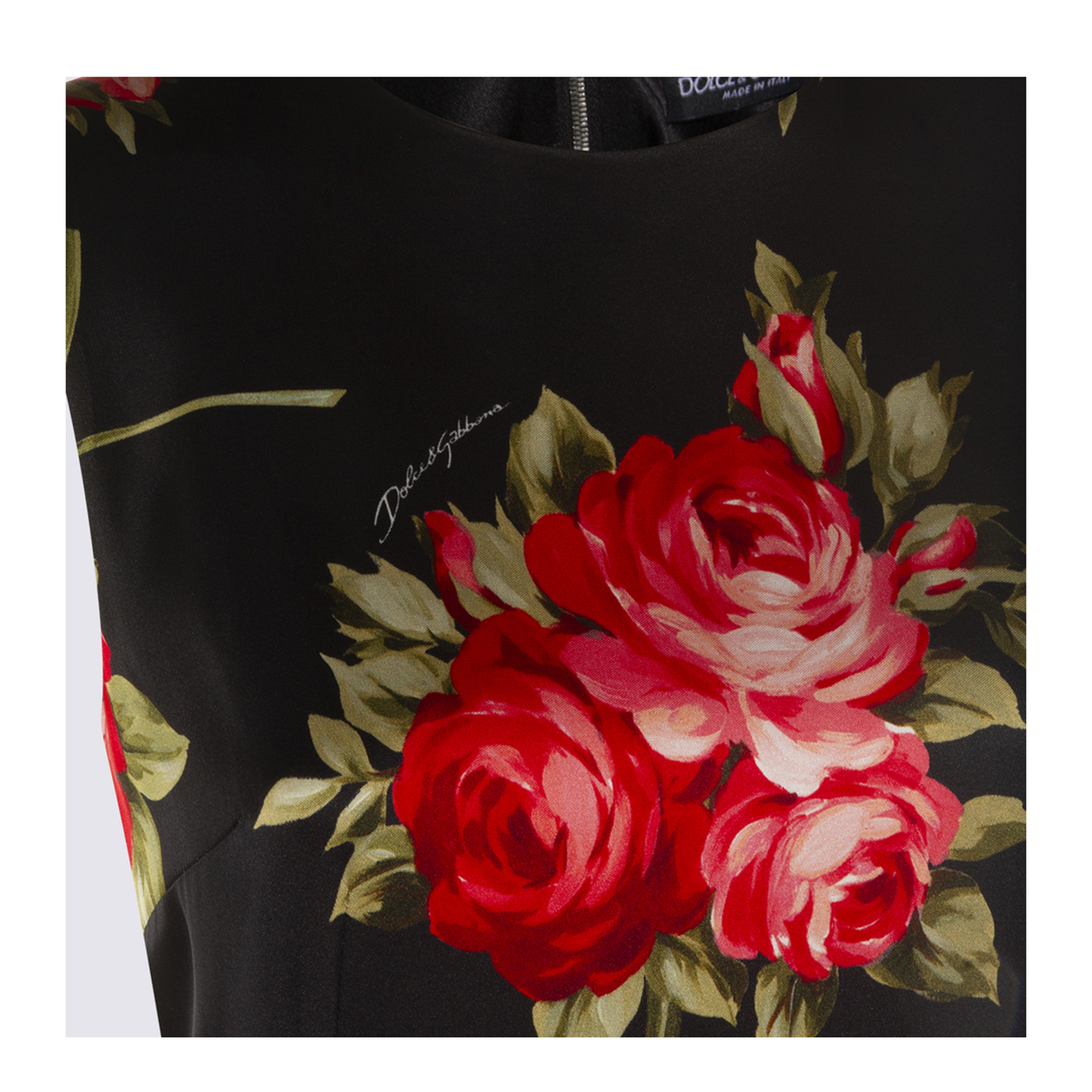 Bouquet Rose Print Satin Midi Dress - Image 6