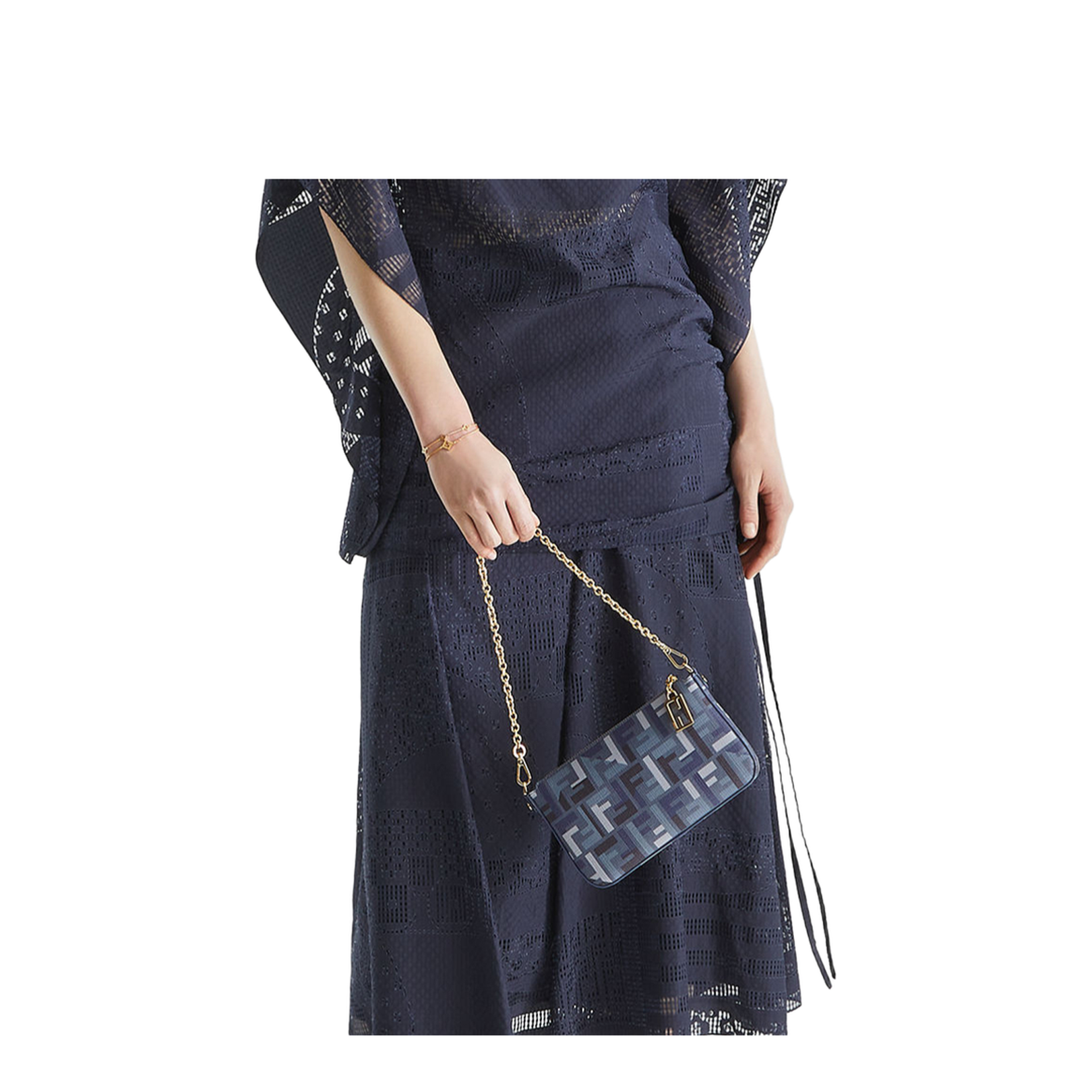 Baguette Canvas Clutch - Navy Blue - Image 4