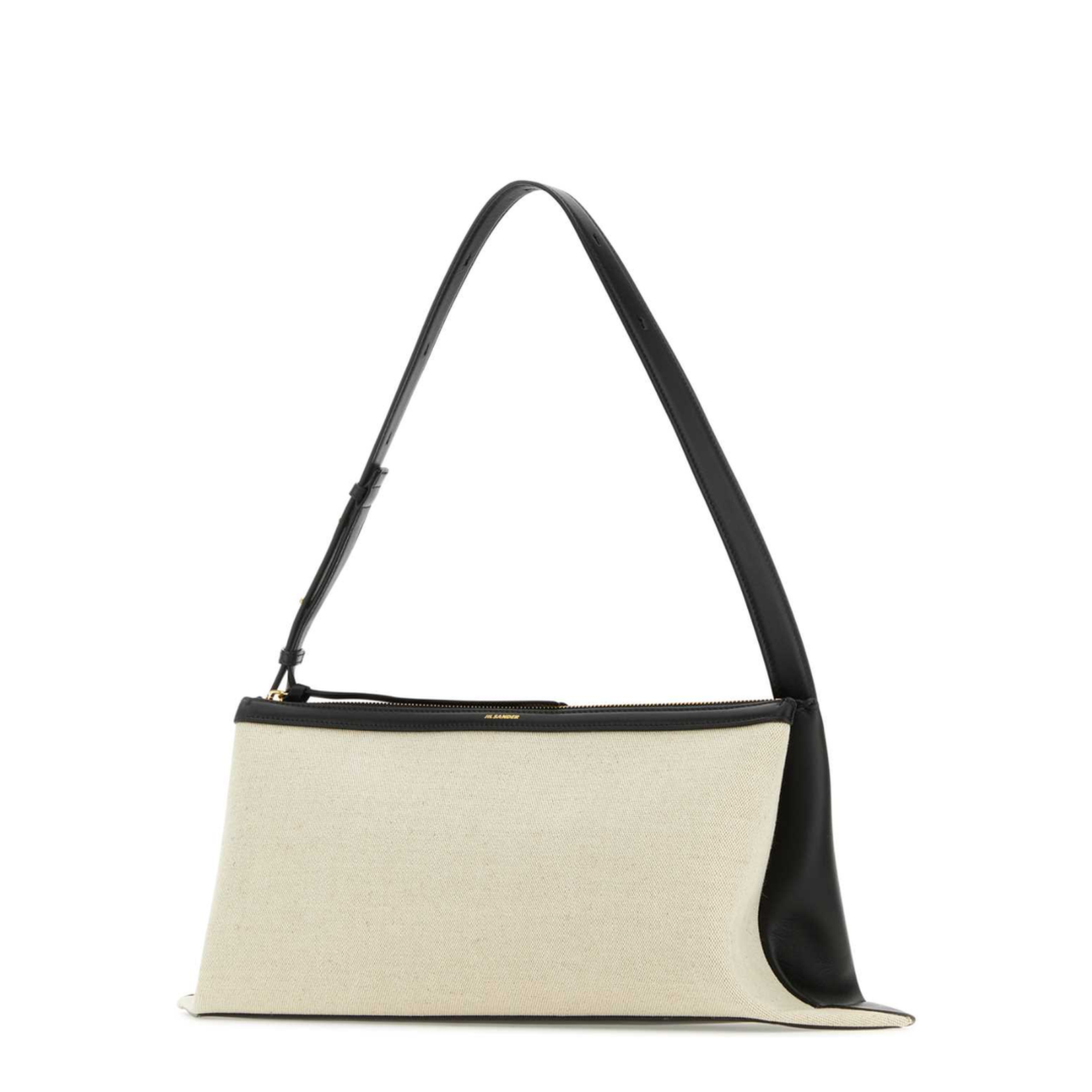 Two-Tone Canvas and Leather Medium Empire Shoulder Bag - Image 2