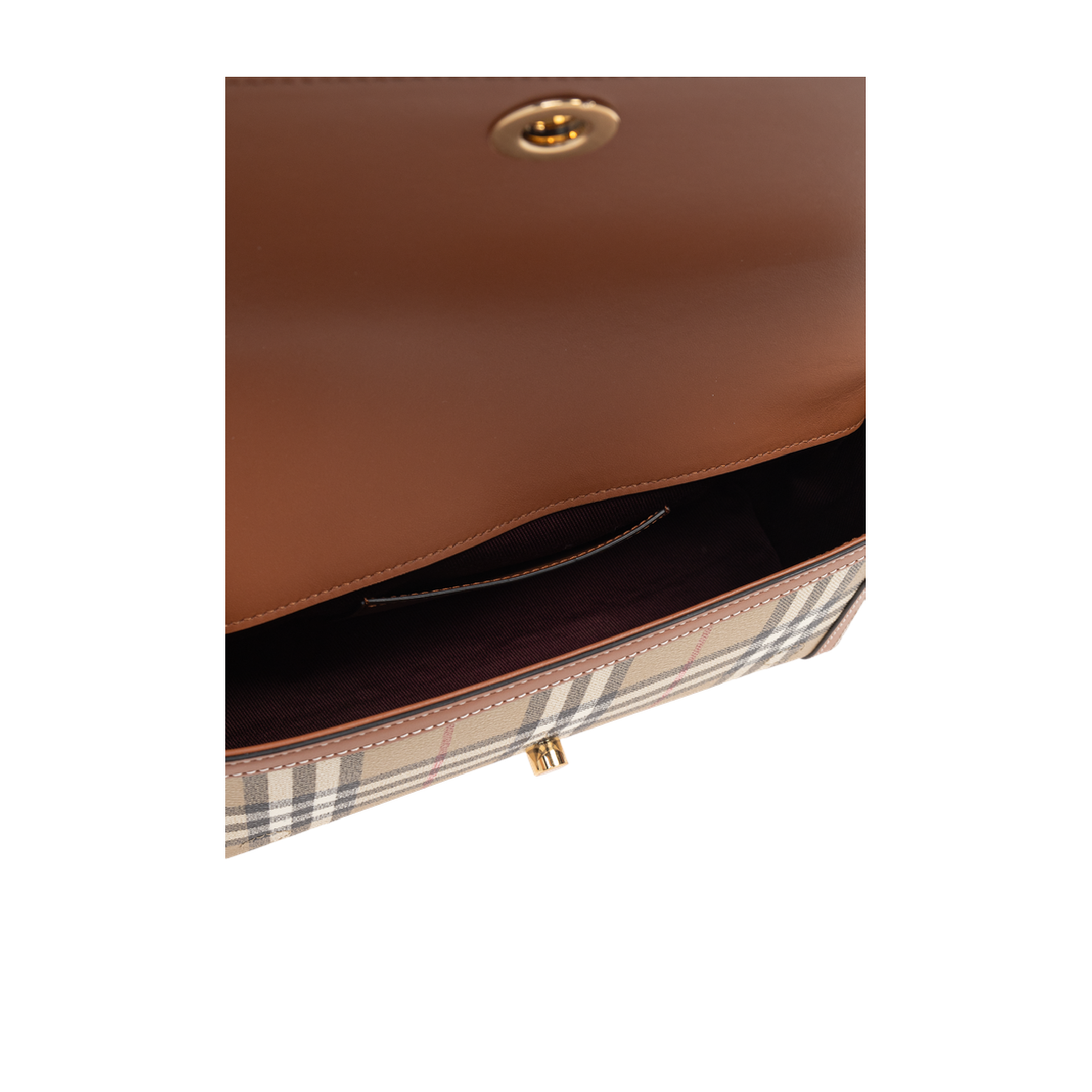 Top Handle Note Bag Small Coated Canvas Bag - Archive Beige/Briar Brown - Image 5
