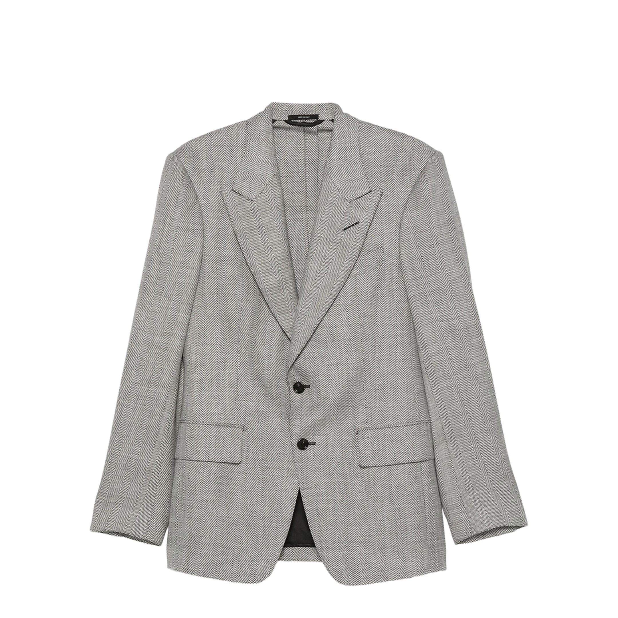 Herringbone-Pattern Wool Blend Blazer - Image 1