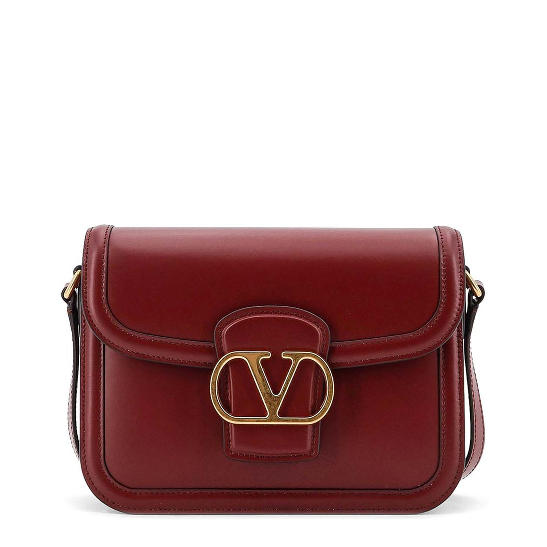 VLogo Signature Mini Calfskin Shoulder Bag - Burgundy - Image 1