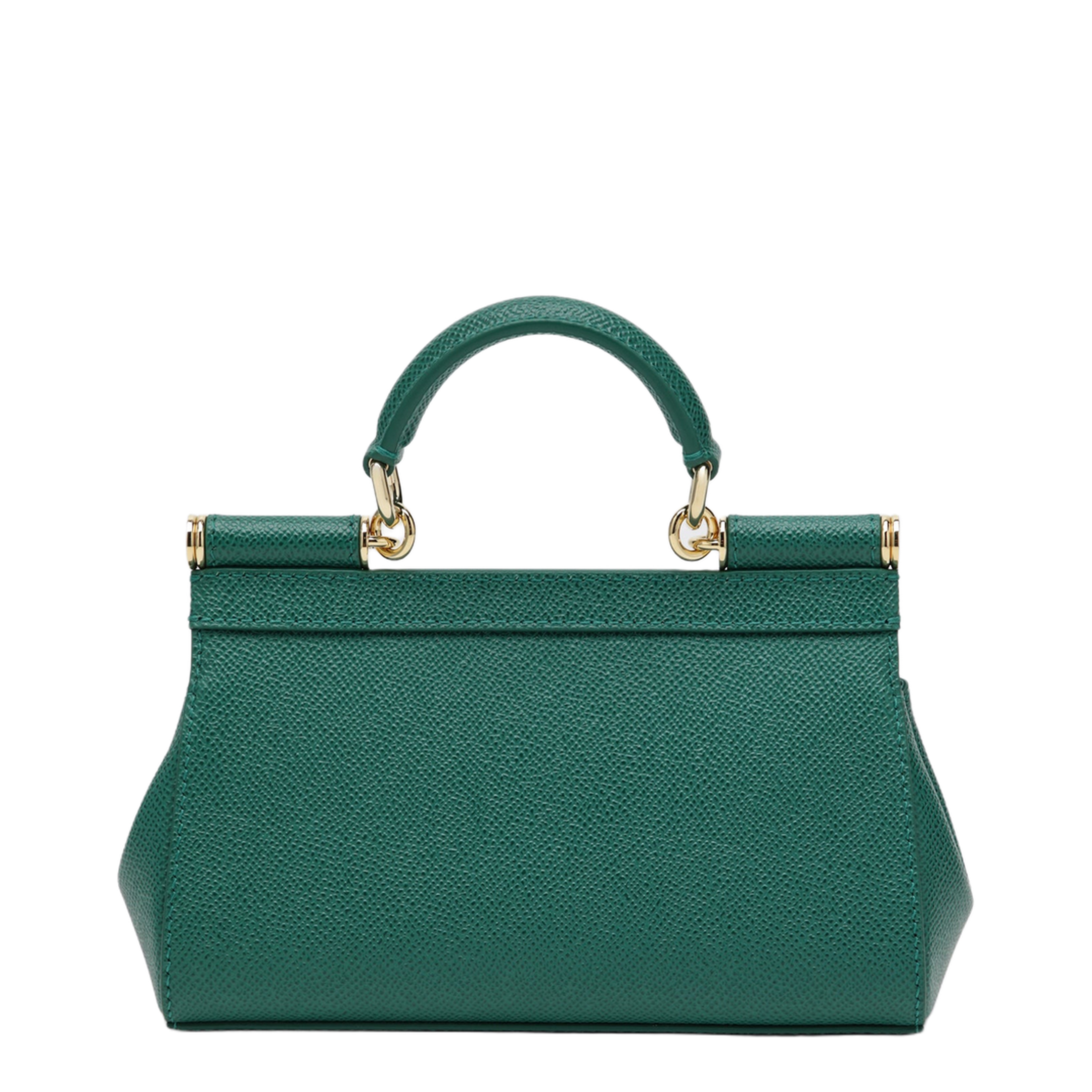 Small Sicily Top-Handle Bag in Emerald Green - Image 2