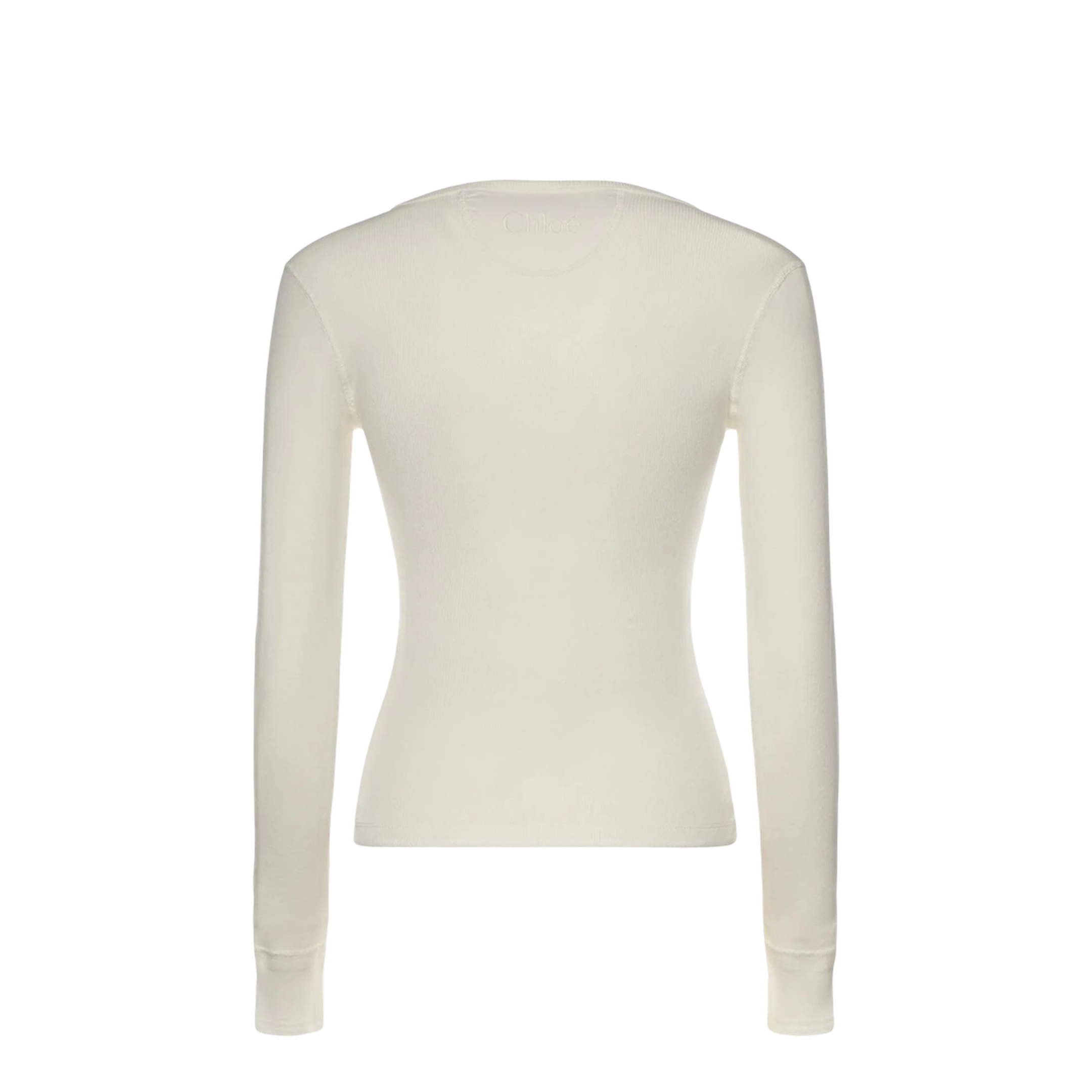 Scoop-neck Henley Shirt in Cotton Jersey White - Image 2
