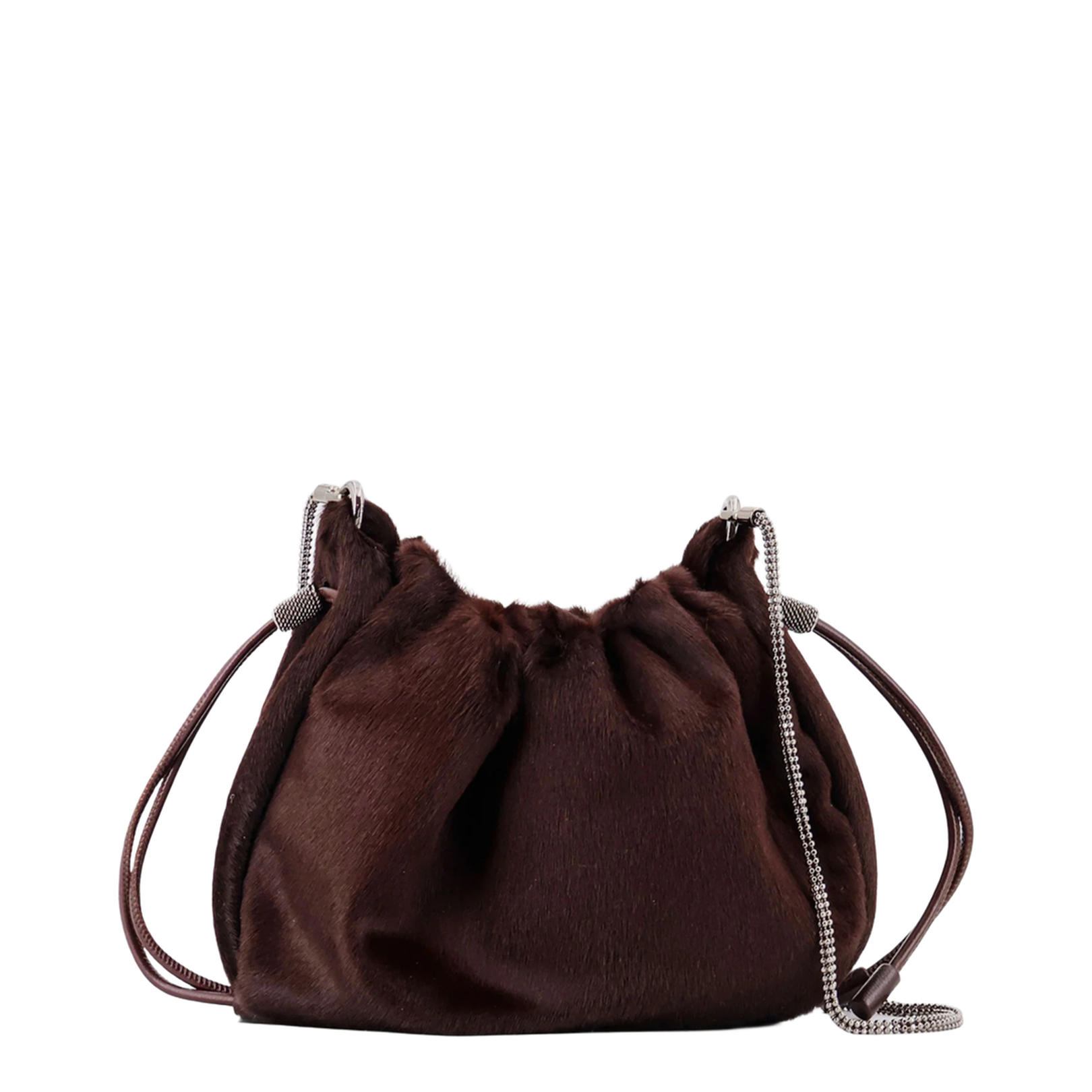 Chain Shoulder Bag with Drawstring Closure and Internal Pocket - Image 2