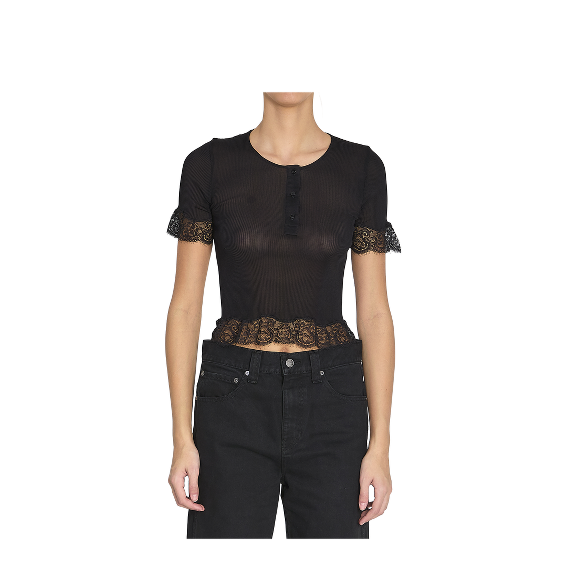Silk Jersey and Lace T-Shirt - Image 1