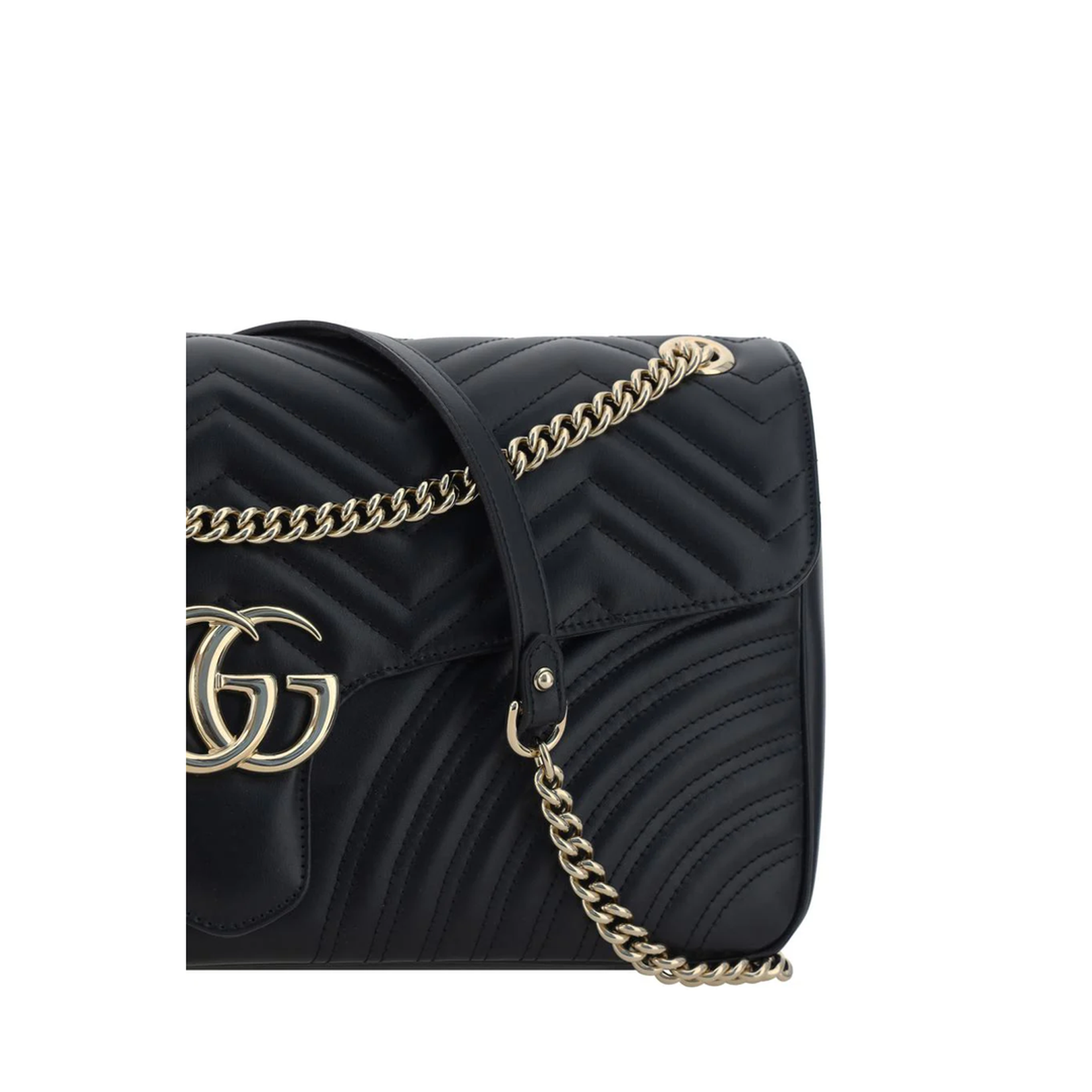 GG Marmont Large Leather Shoulder Bag - Black - Image 4