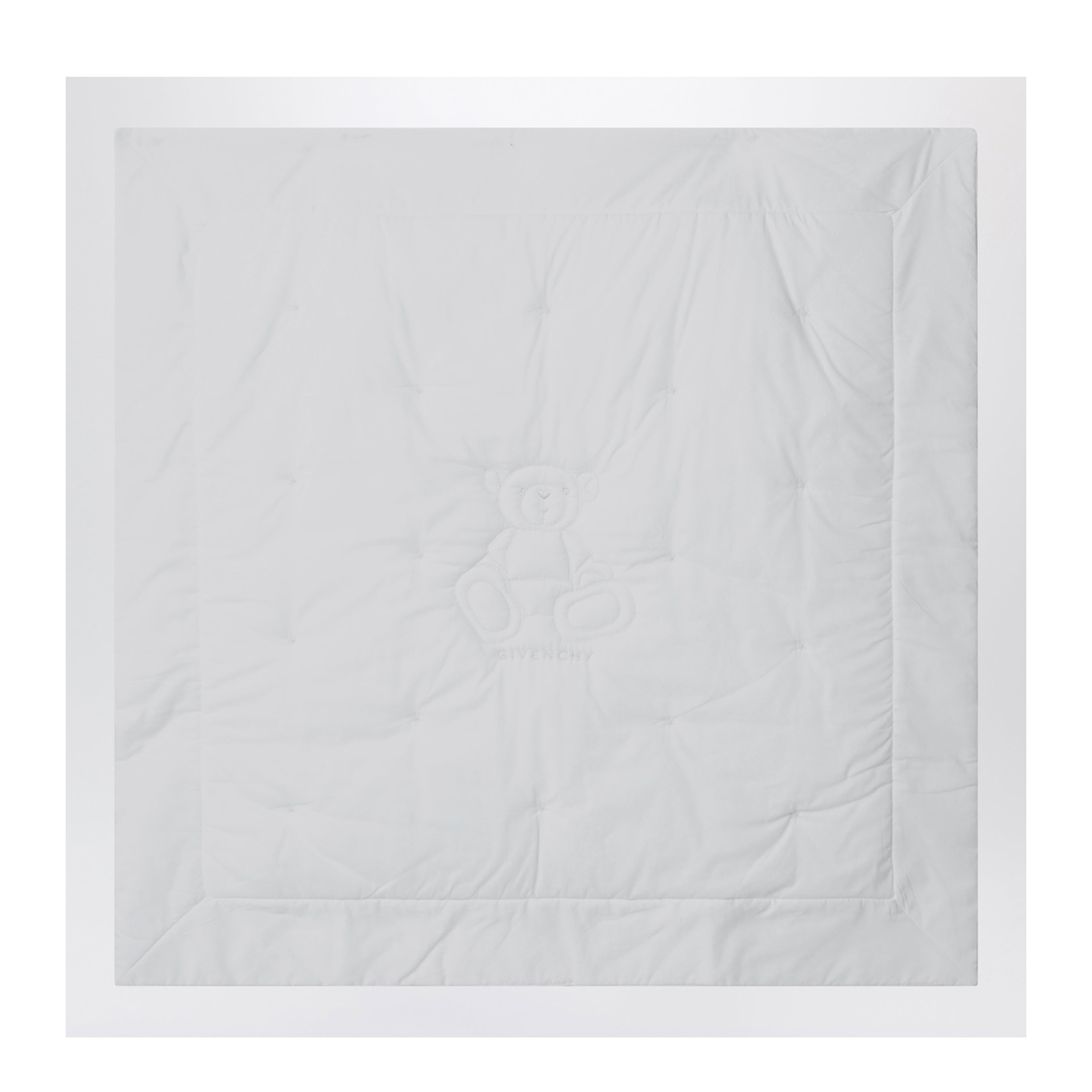 White Blanket With Teddy Bear Embroidery - Image 1