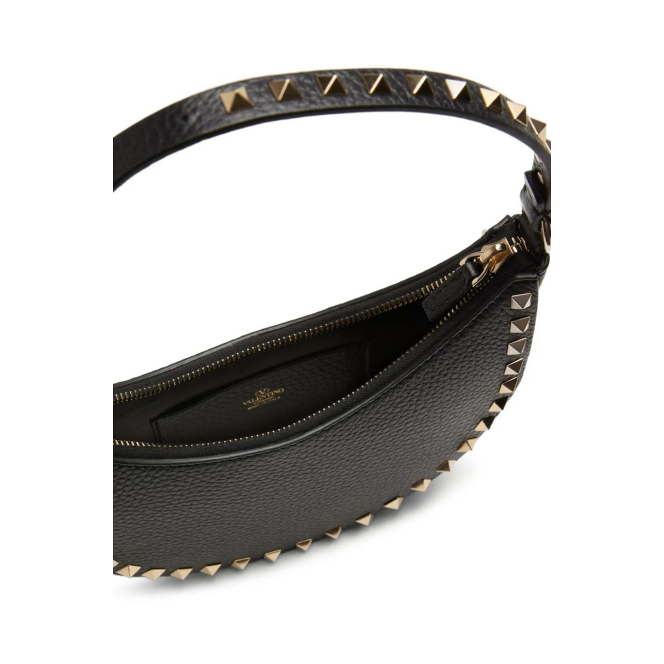 Rockstud Mini Grainy Calfskin Hobo Bag - Black - Image 5