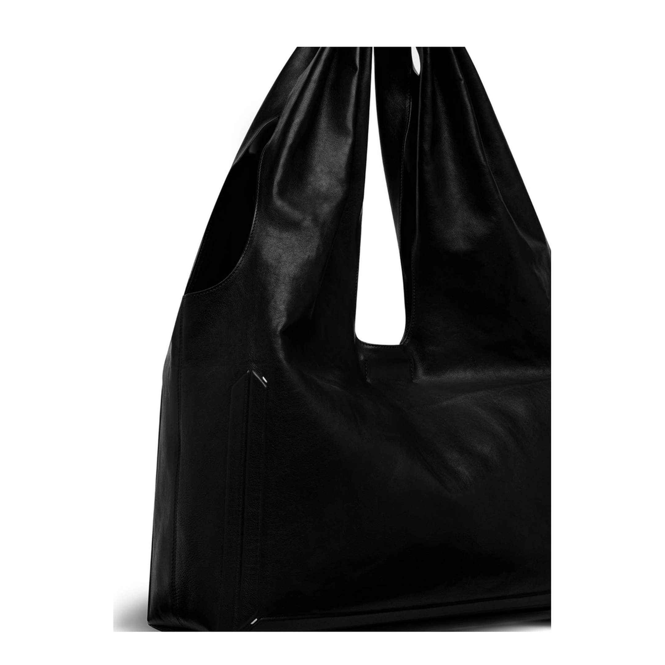 Box Bag XL Sheepskin Leather Shoulder Bag - Black - Image 6