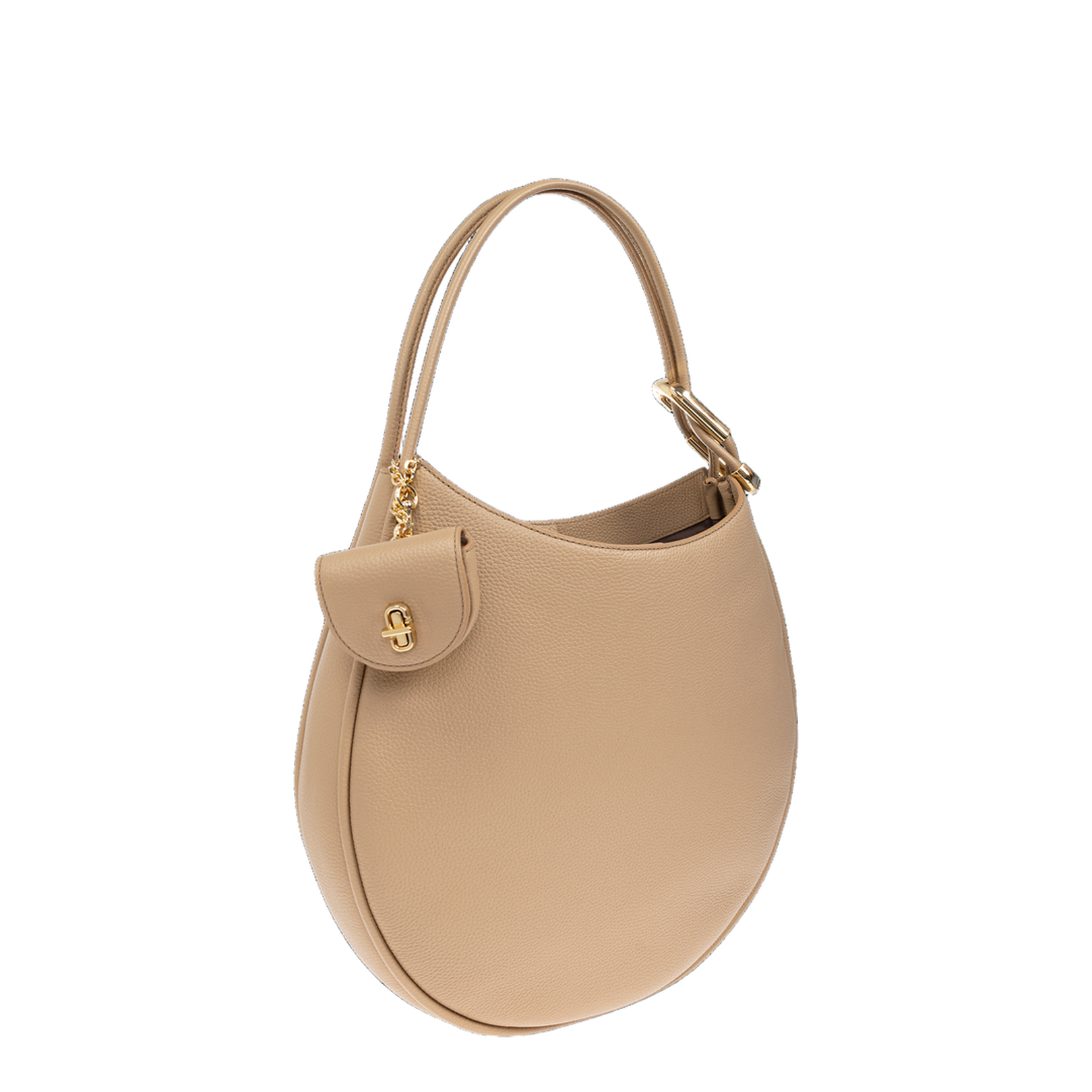 The Large Dual Hobo Bag Leather Beige - Image 4
