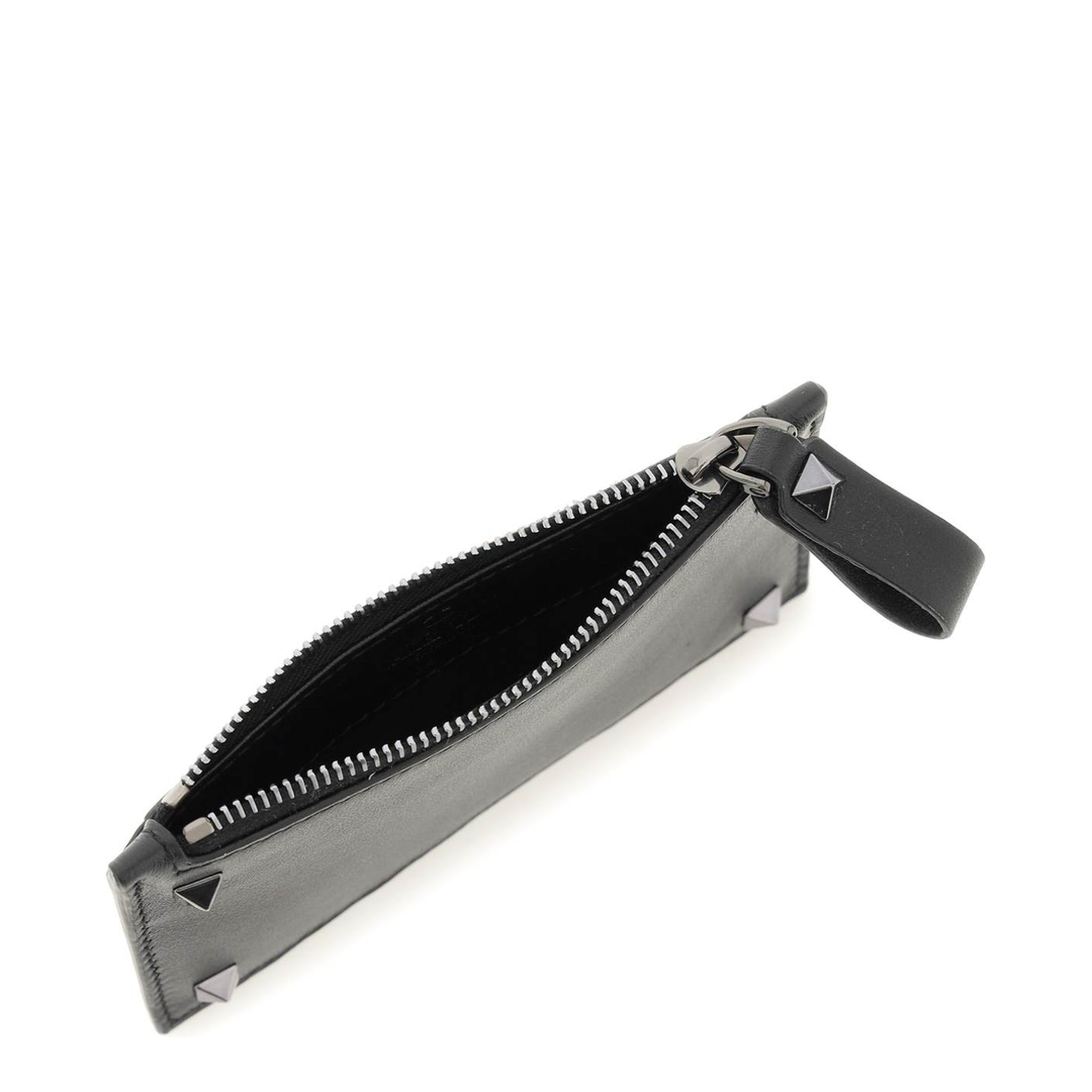 Rockstud Zip Cardholder In Black Calf Leather - Image 4