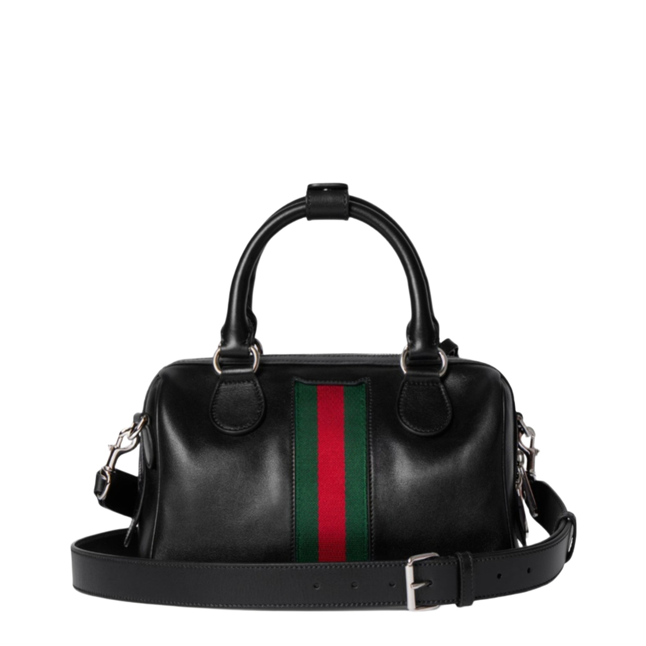 Web Trademark Small Leather Duffle Bag - Black - Image 3